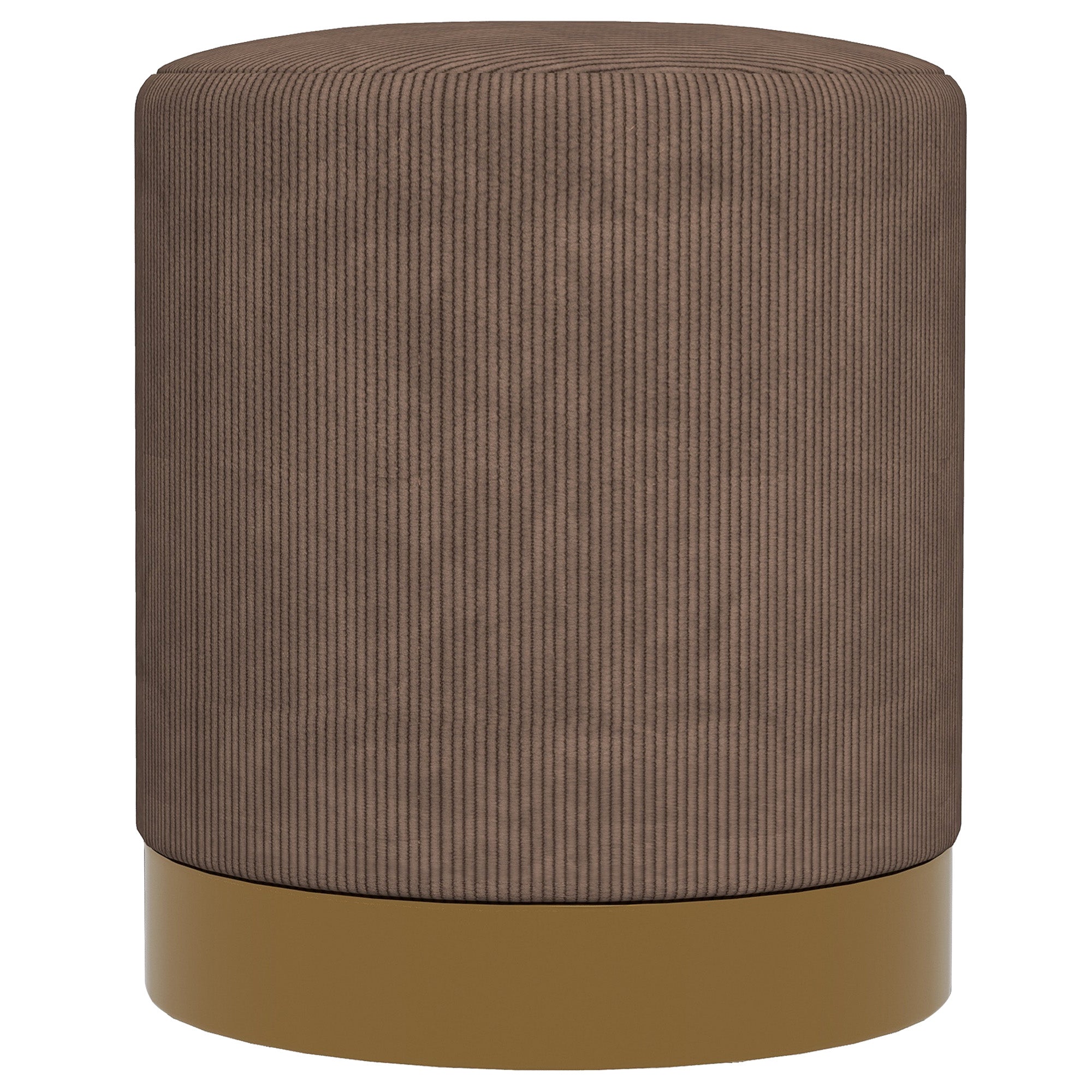 HOMCOM Modern Round Footstool, Corduroy Fabric Upholstered Foot Stool with Padded Seat for Living Room, Entryway, Light Brown