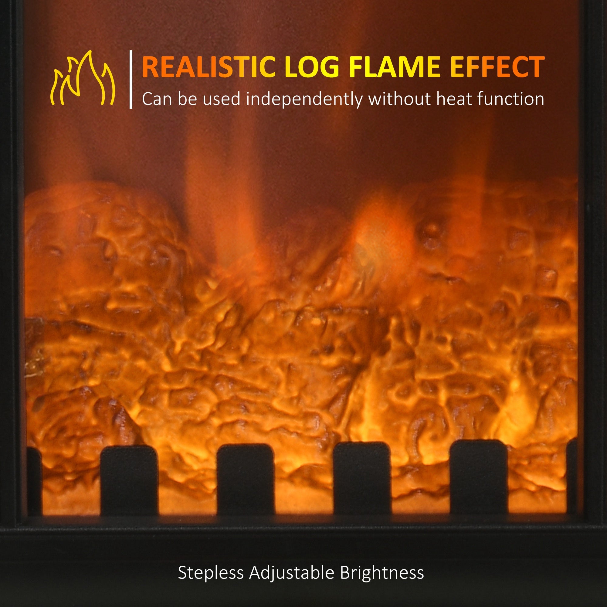 Electric Fireplace Heater Freestanding Stove with 3 Side Realistic Flame 750W/1500W Black