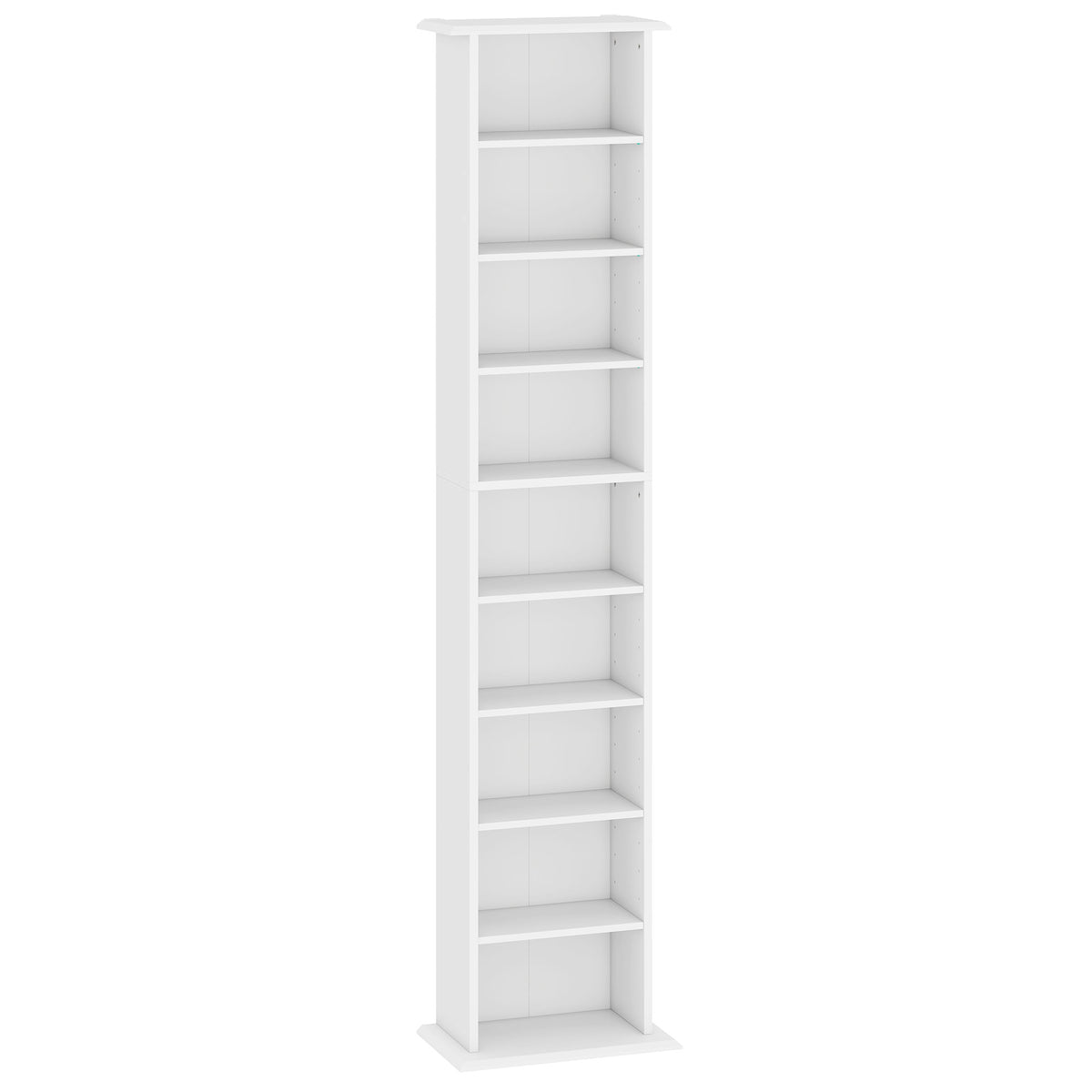 Slim Media Storage Cabinet, 9-Tier DVD Shelf with 7 Adjustable Shelves, 9 Compartments, Holds 252 CDs, 147 DVDs or 189 Blu-rays, White
