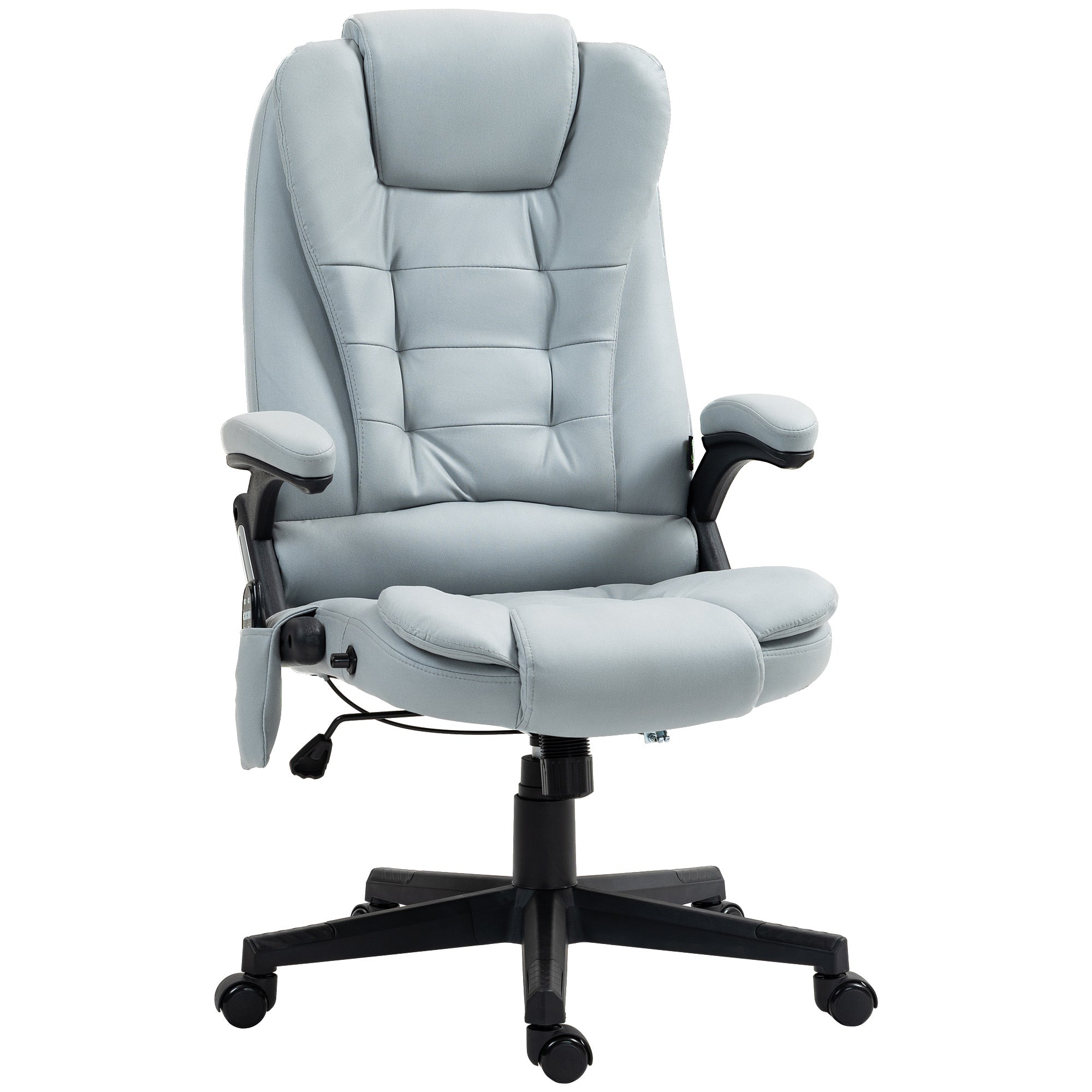 6 Point Vibrating Massage Office Chair with Heat, Microfiber Massage Desk Chair with Reclining Backrest, Light Gray