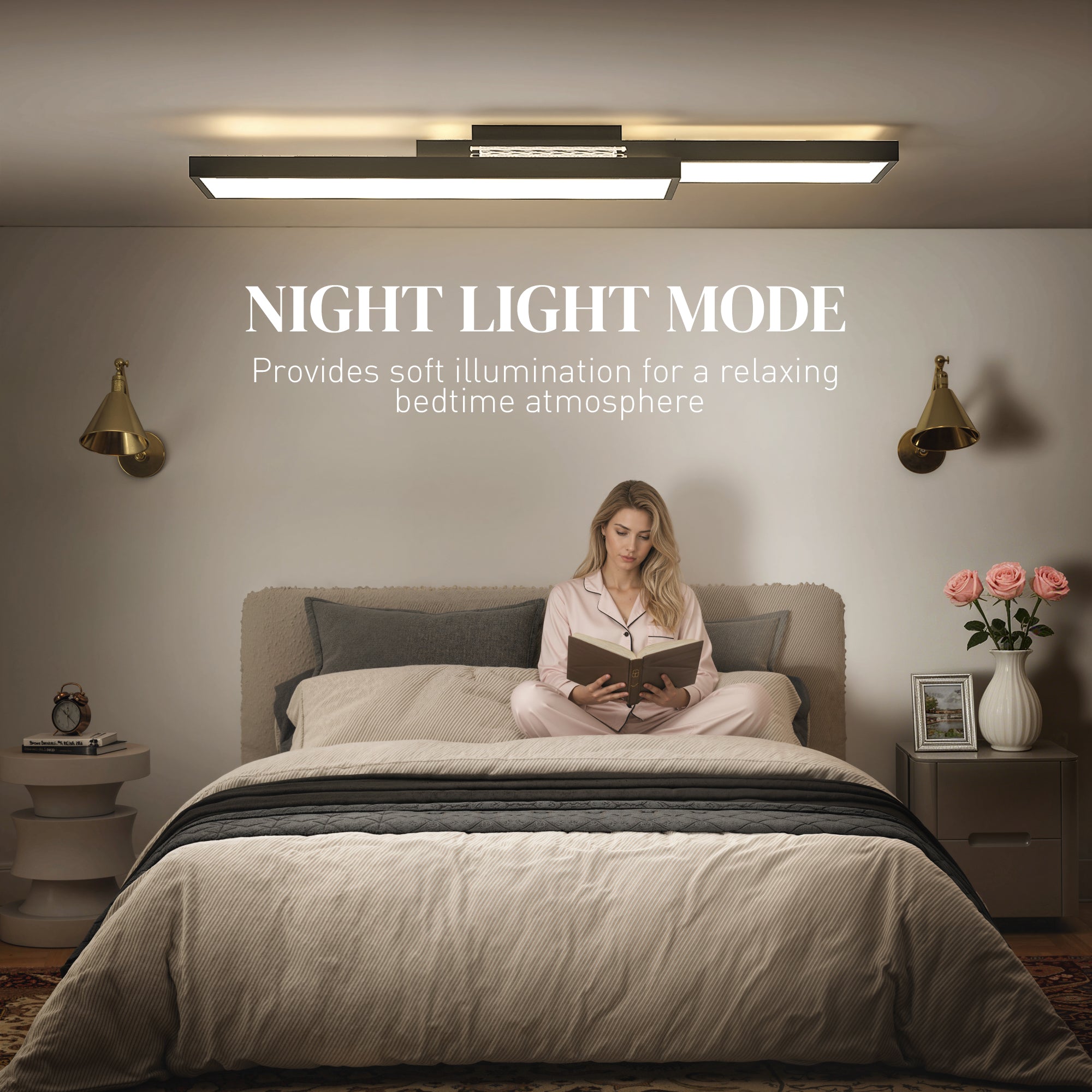 LED Ceiling Light, Modern Dimmable Ceiling Light with Wall Switch & Remote Control, Flush Mount Ceiling Lamp with 3000-6000K Colour Temperatures for Living Room, Bedroom, Black
