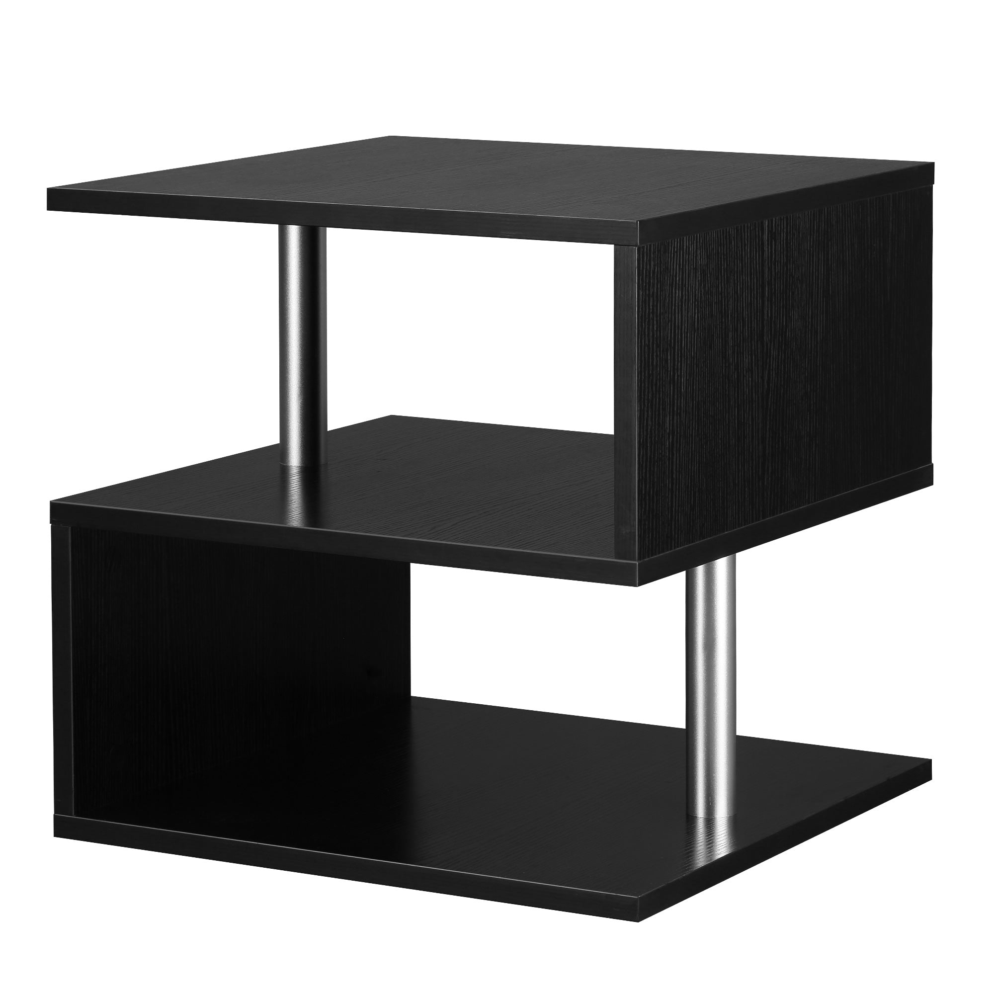 20 Modern End Table Accent Side Table S Shaped Coffee Table With Storage Black