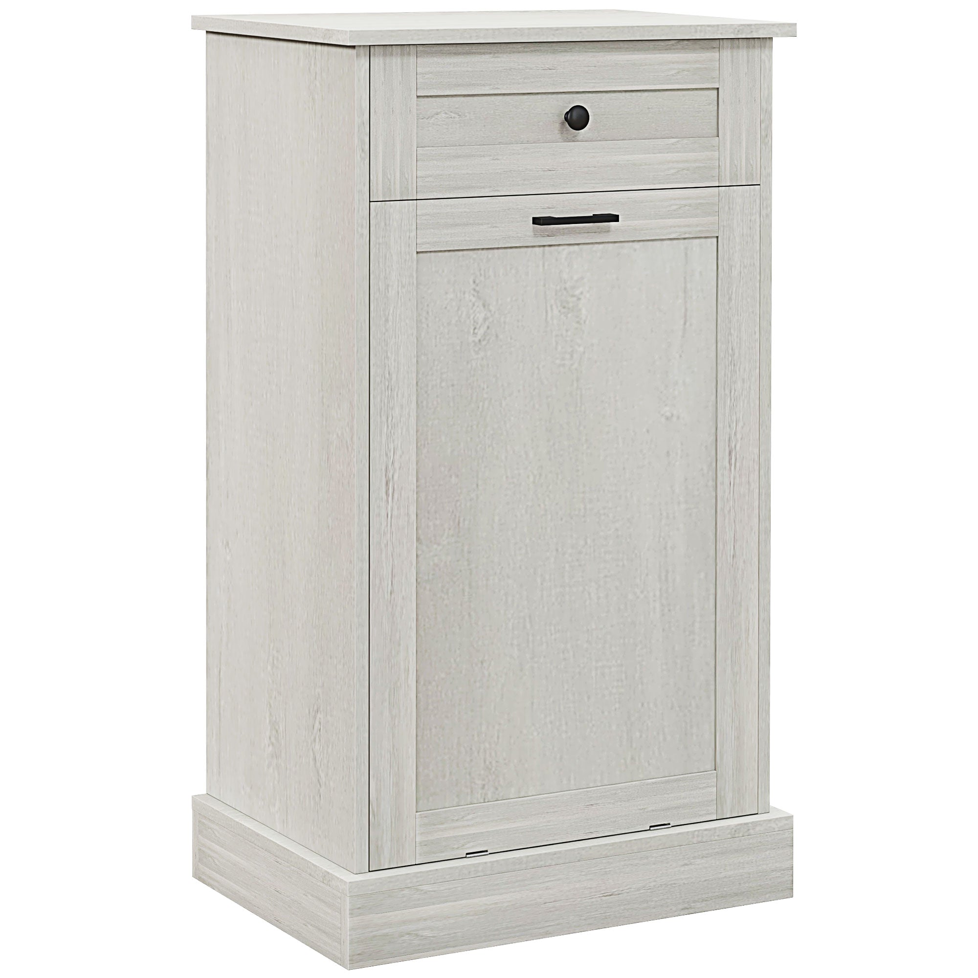 Kitchen Tilt Out Trash Bin Cabinet Free Standing Storage Cabinet with Drawer, Light Gray