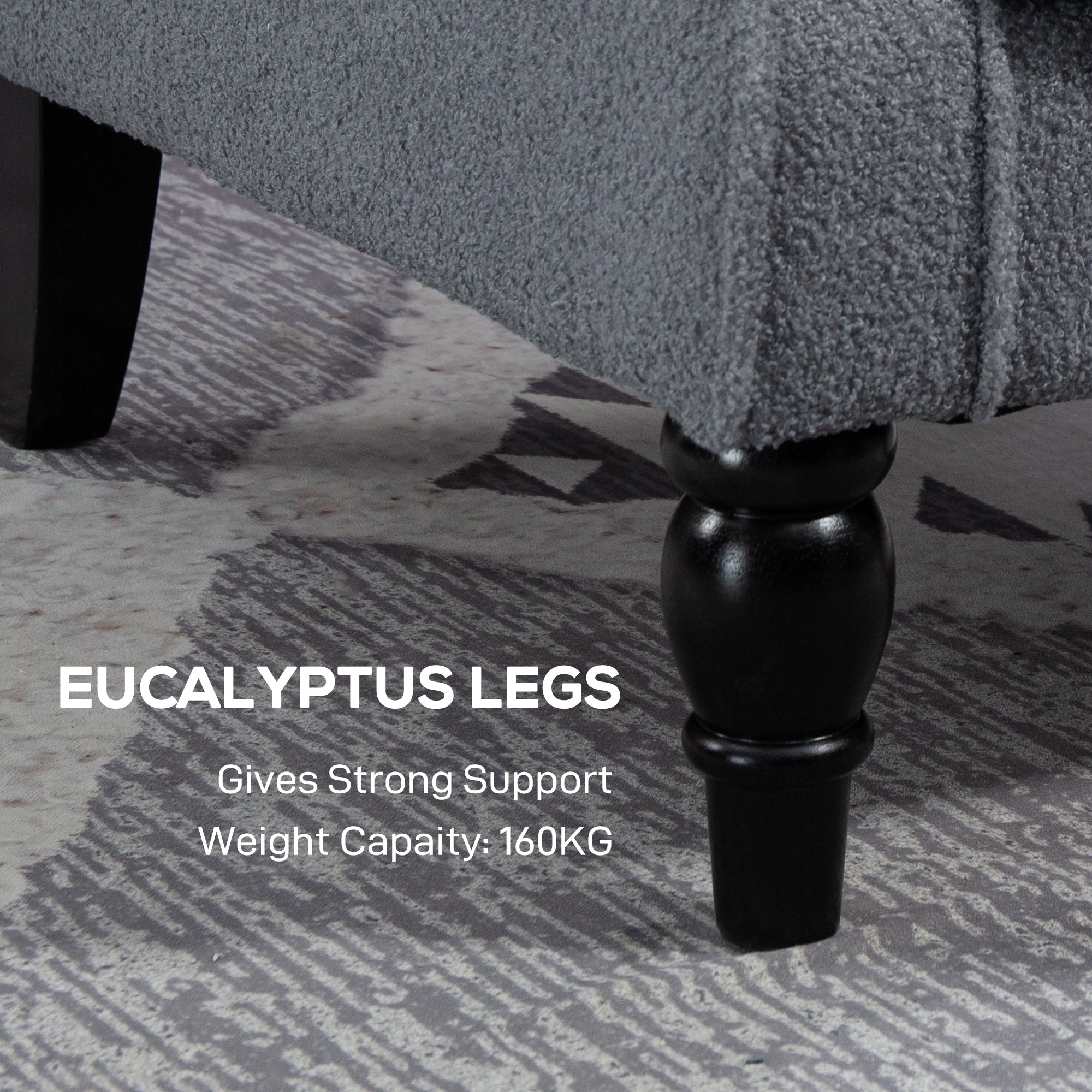 Retro Accent Chair, Teddy Fleece Wingback Armchair with Wood Frame Button Tufted Design for Living Room Bedroom, Grey