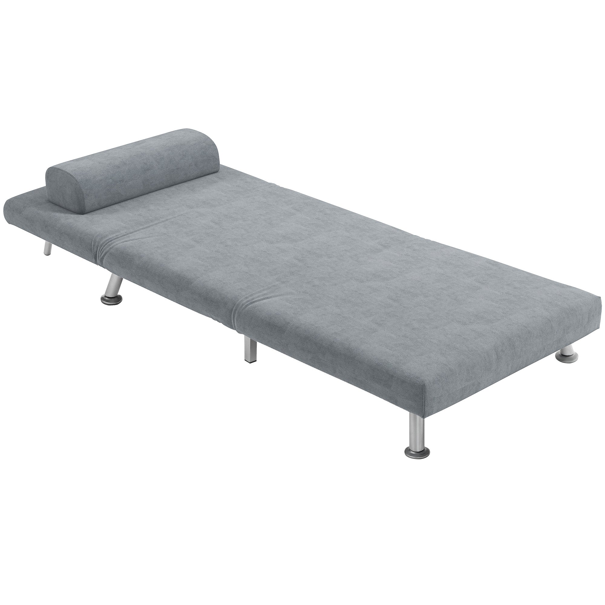 HOMCOM Velvet Single Chair Bed, 3-in-1 Convertible Sleeper Chair with Adjustable Backrest, Pillow, for Living Room, Bedroom, Grey