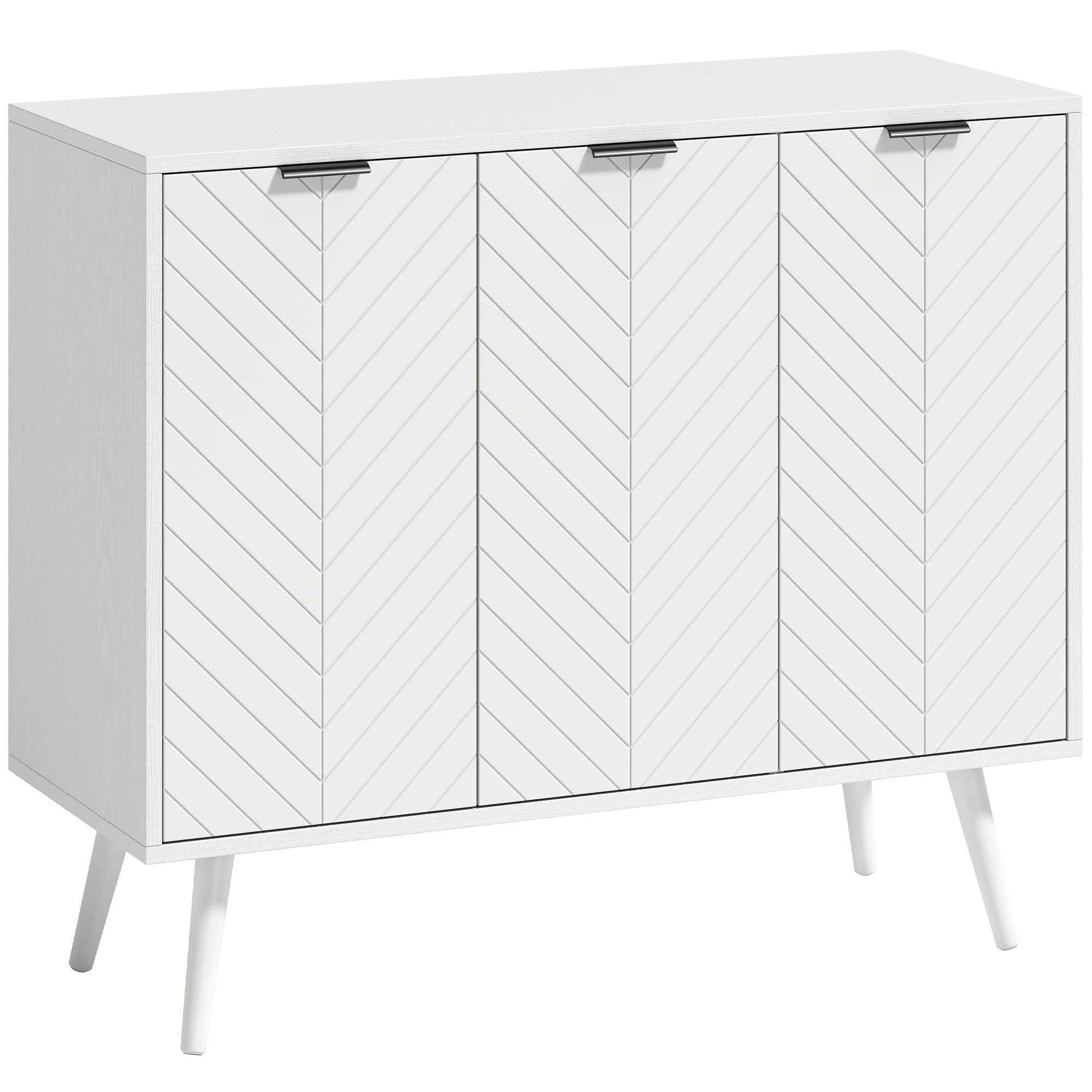 Modern Sideboard Buffet Cabinet, 36" Kitchen Storage Cabinet with 3 Doors and 2 Adjustable Shelves, Coffee Bar Station, White