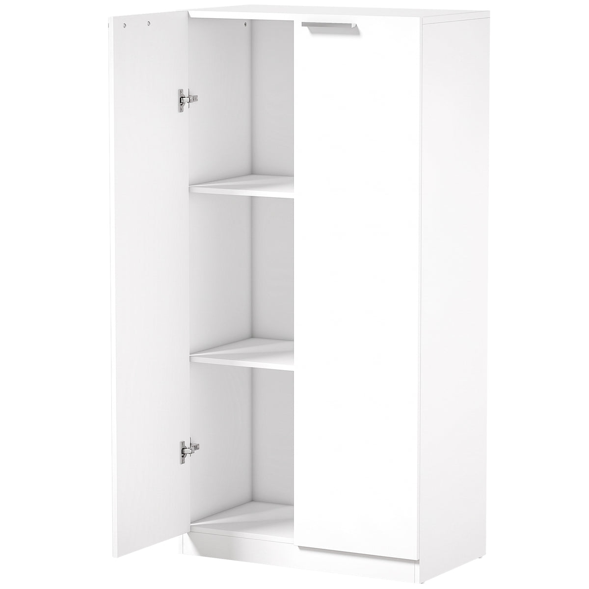 120 cm Tall Storage Cabinet Cupboard, 3-Tier File Organiser Wooden Filing Cabinet, Soft-Close Hinges, for Tool Garage Storage, Home Office, Study, Living Room, White