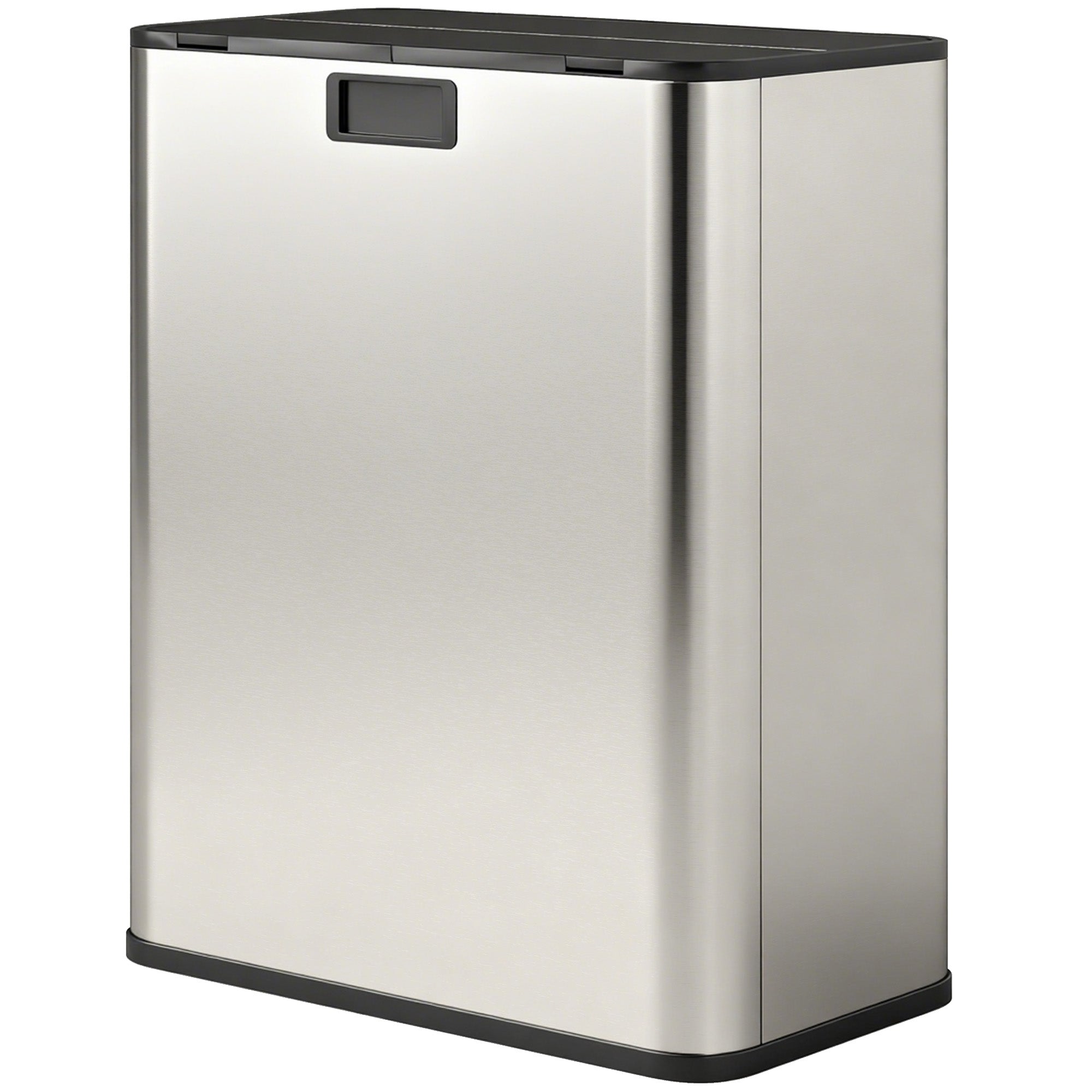 Dual Kitchen Bin with Soft-Close Butterfly Lid, 2 x 7.4Gal Stainless Steel Pedal Bin with Removable Inner Buckets, Fingerprint-Proof for Recycling and Waste, Silver Tone
