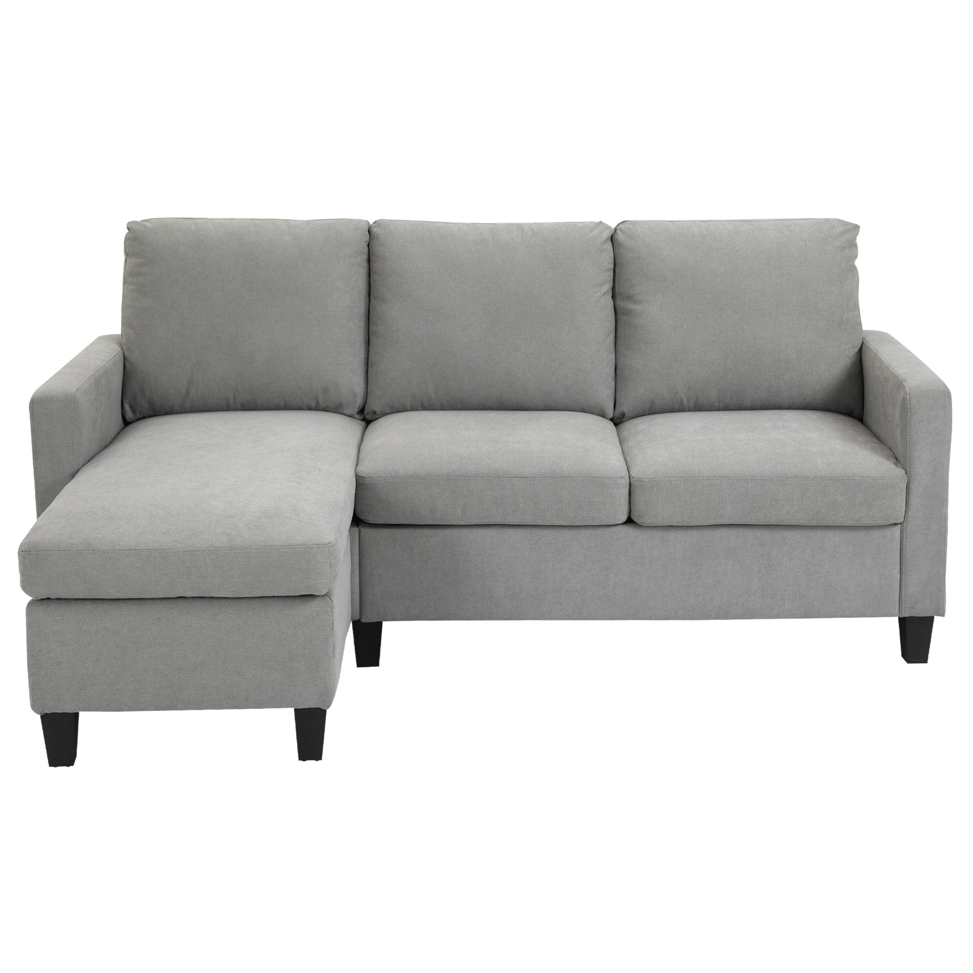 HOMCOM Sectional Sofa, L Shape Couch with Ottoman, Modern Sectional Couch for Living Room, Light Grey