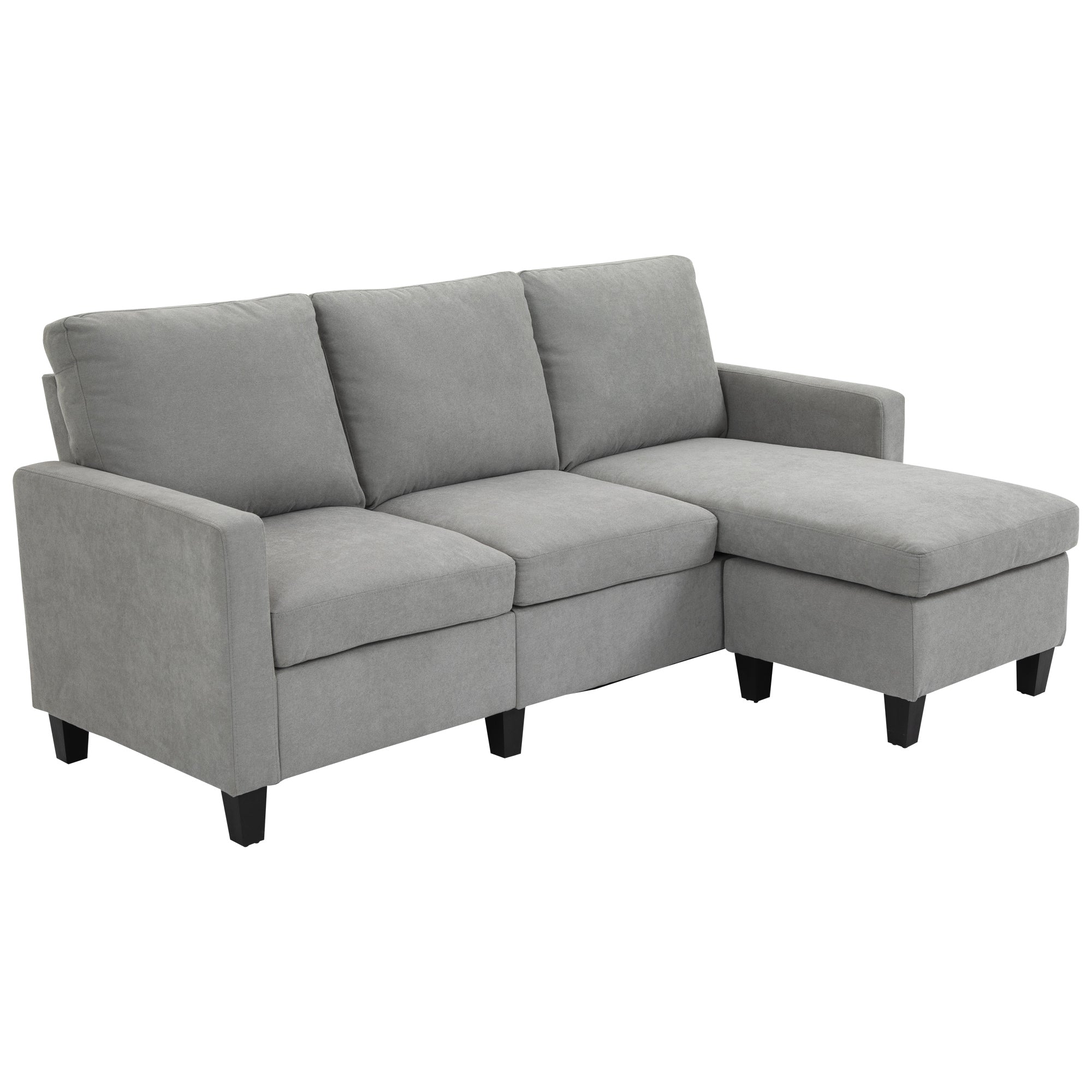 HOMCOM Sectional Sofa, L Shape Couch with Ottoman, Modern Sectional Couch for Living Room, Light Grey