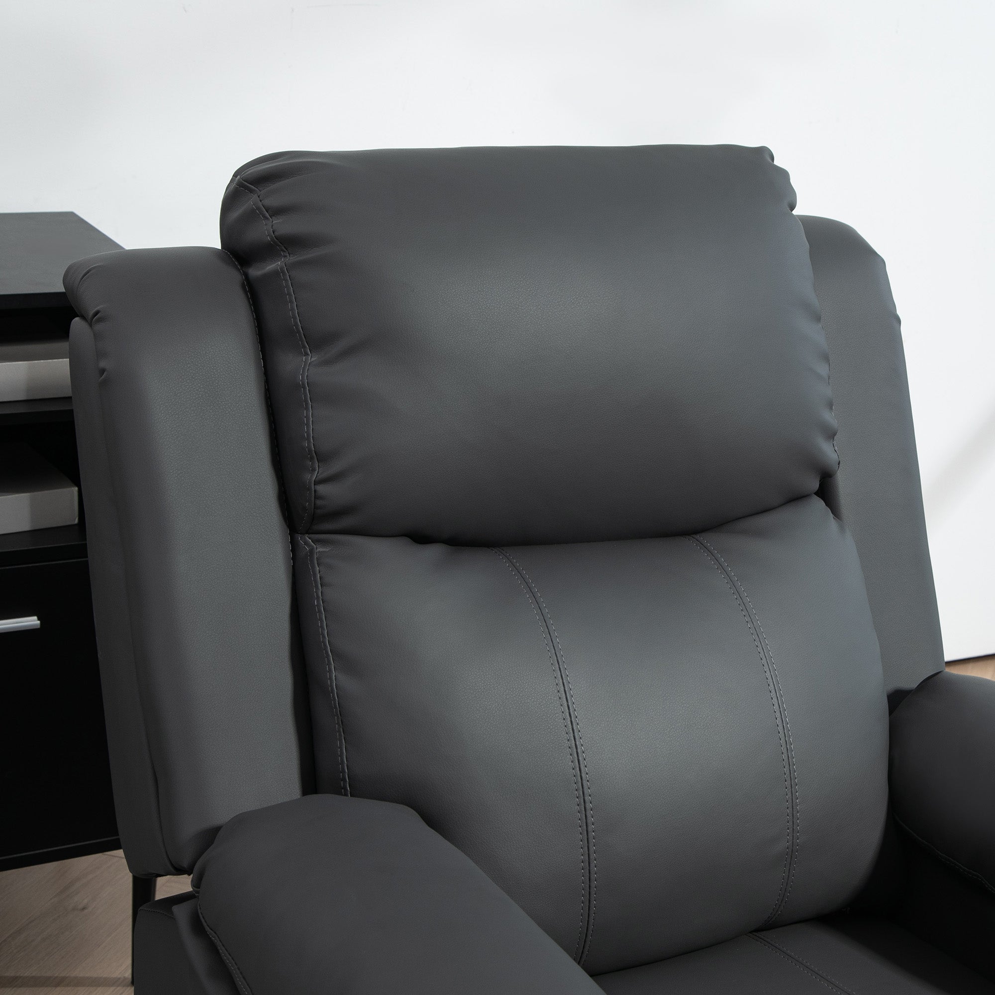 Riser and Recliner Chair with Vibration Massage, PU Leather Power Lift Chair for Elderly with Thick and High Back, Headrest, Removable Armrests, Side Pockets, Electric Lift Armchair, Dark Grey