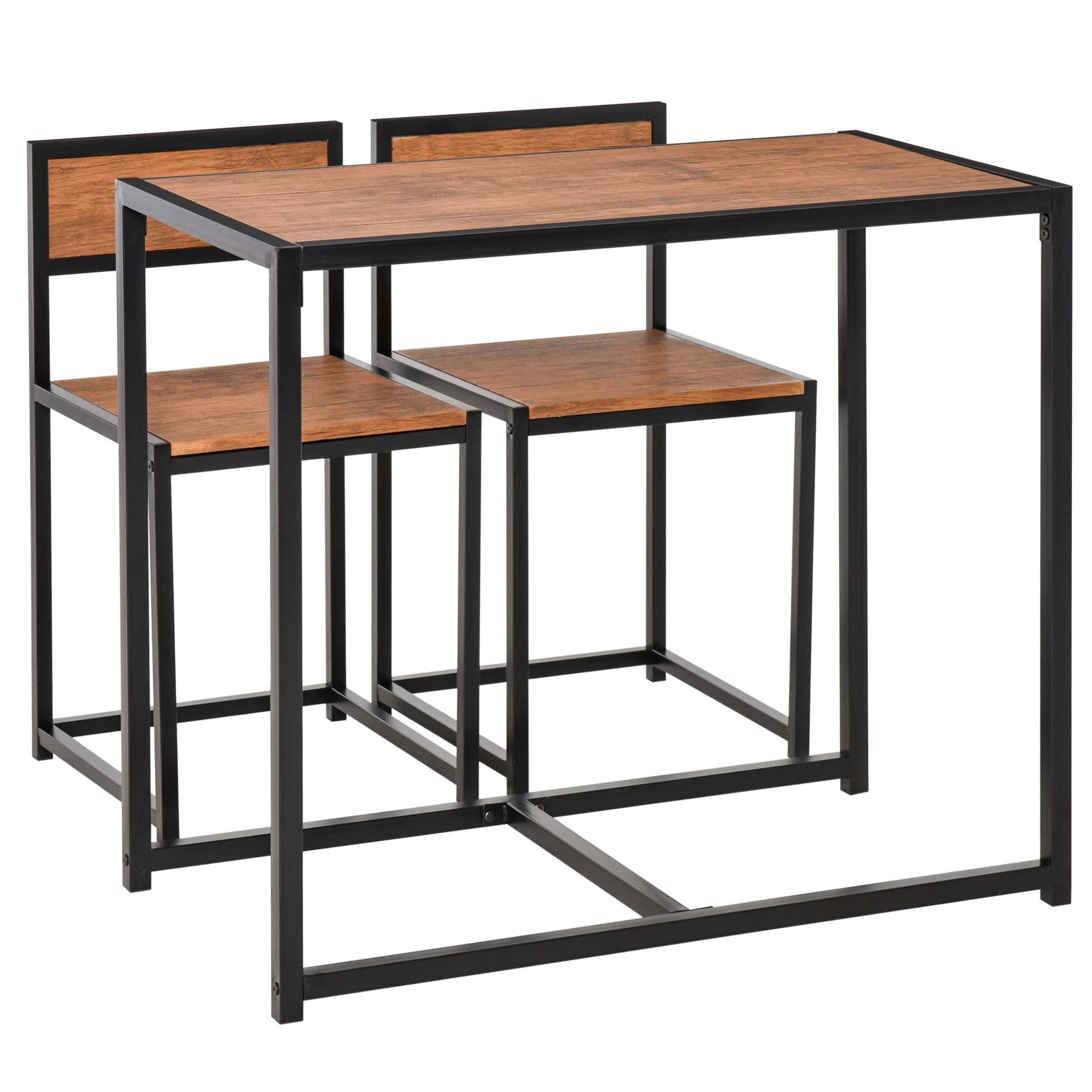 3-Piece Industrial Dining Table Set for 2, Kitchen Table and Chairs, Dining Room Sets for Small Spaces, Rustic Brown