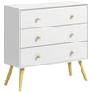 HOMCOM 3 Drawer Dresser, Chest of Drawers with Wood Legs and Handles for Living Room, White