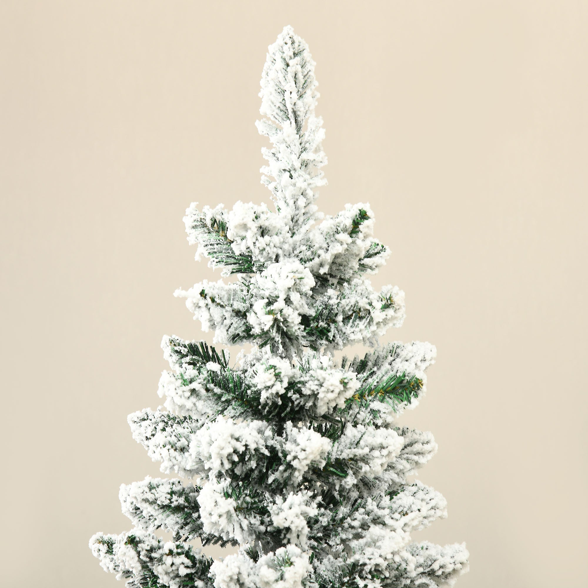 6' Snow Flocked Artificial Pencil Christmas Tree Slim Xmas Tree with Realistic Branches Green