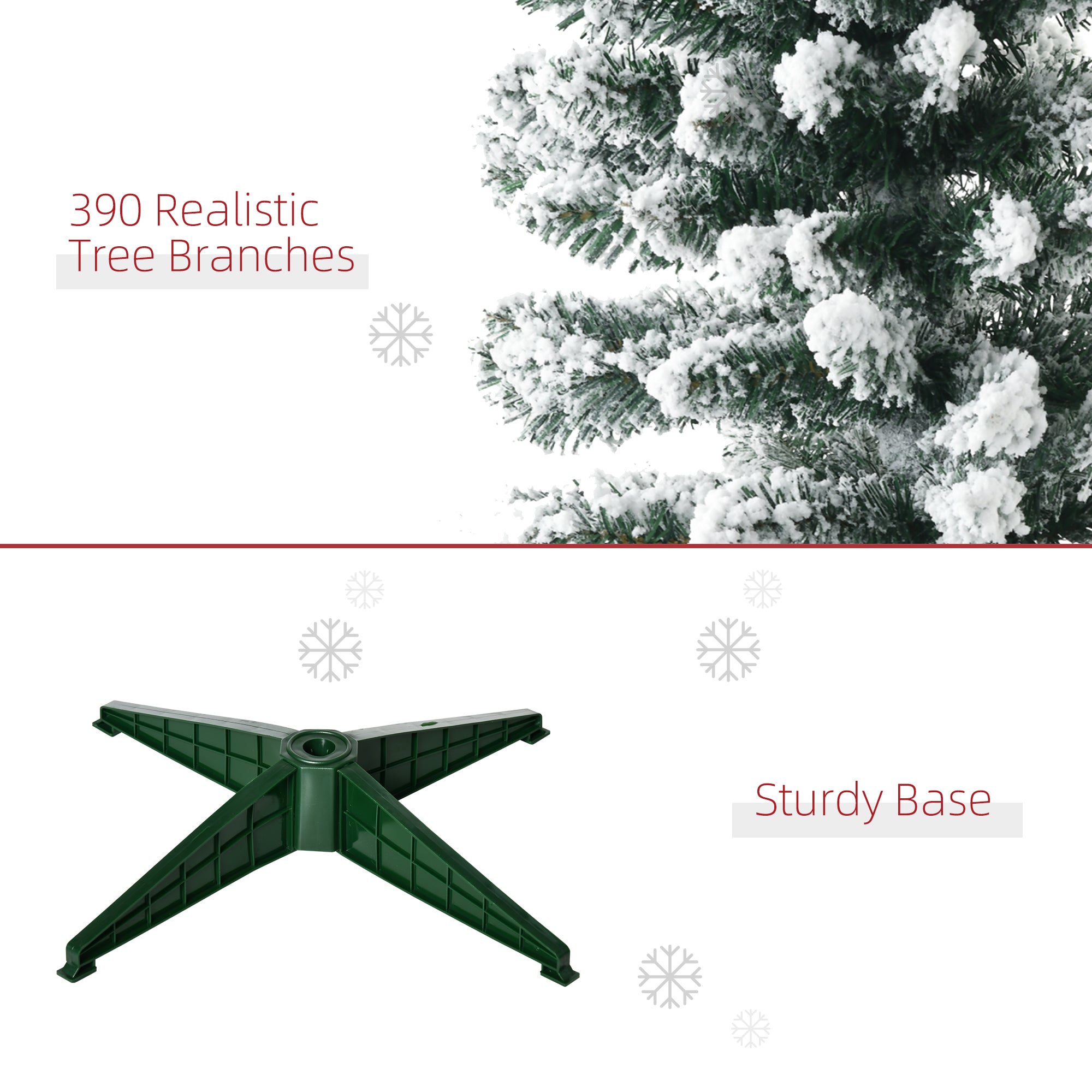 6' Snow Flocked Artificial Pencil Christmas Tree Slim Xmas Tree with Realistic Branches Green