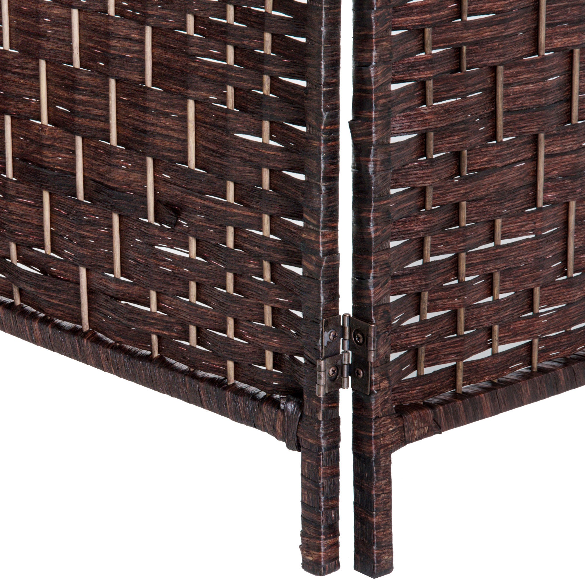 HOMCOM 3 Panels Room Divider, 6 Ft Tall Indoor Portable Folding Privacy Screens, Hand-Woven Double Hinged Freestanding Partition Wall Divider for Home Office, Brown