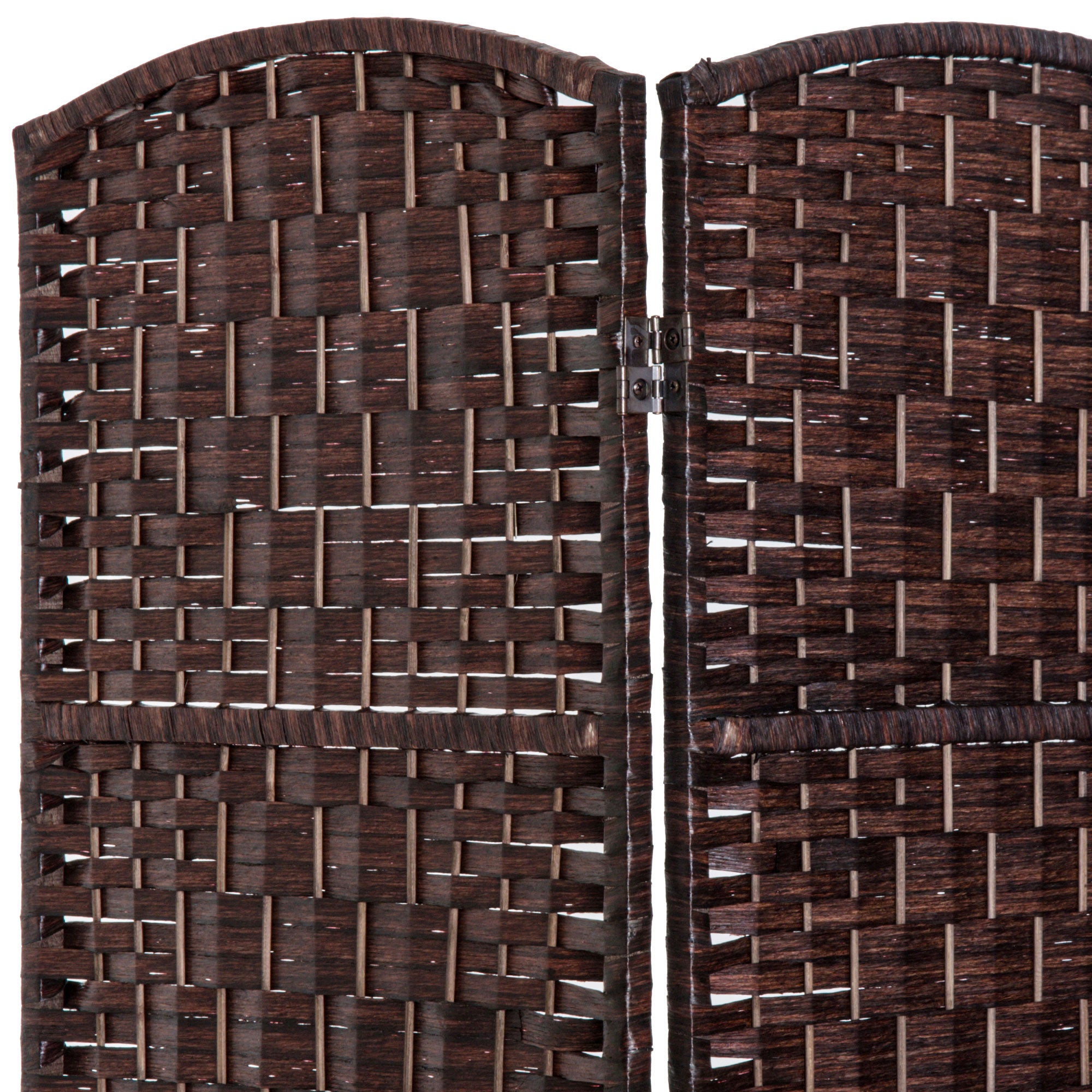 HOMCOM 3 Panels Room Divider, 6 Ft Tall Indoor Portable Folding Privacy Screens, Hand-Woven Double Hinged Freestanding Partition Wall Divider for Home Office, Brown