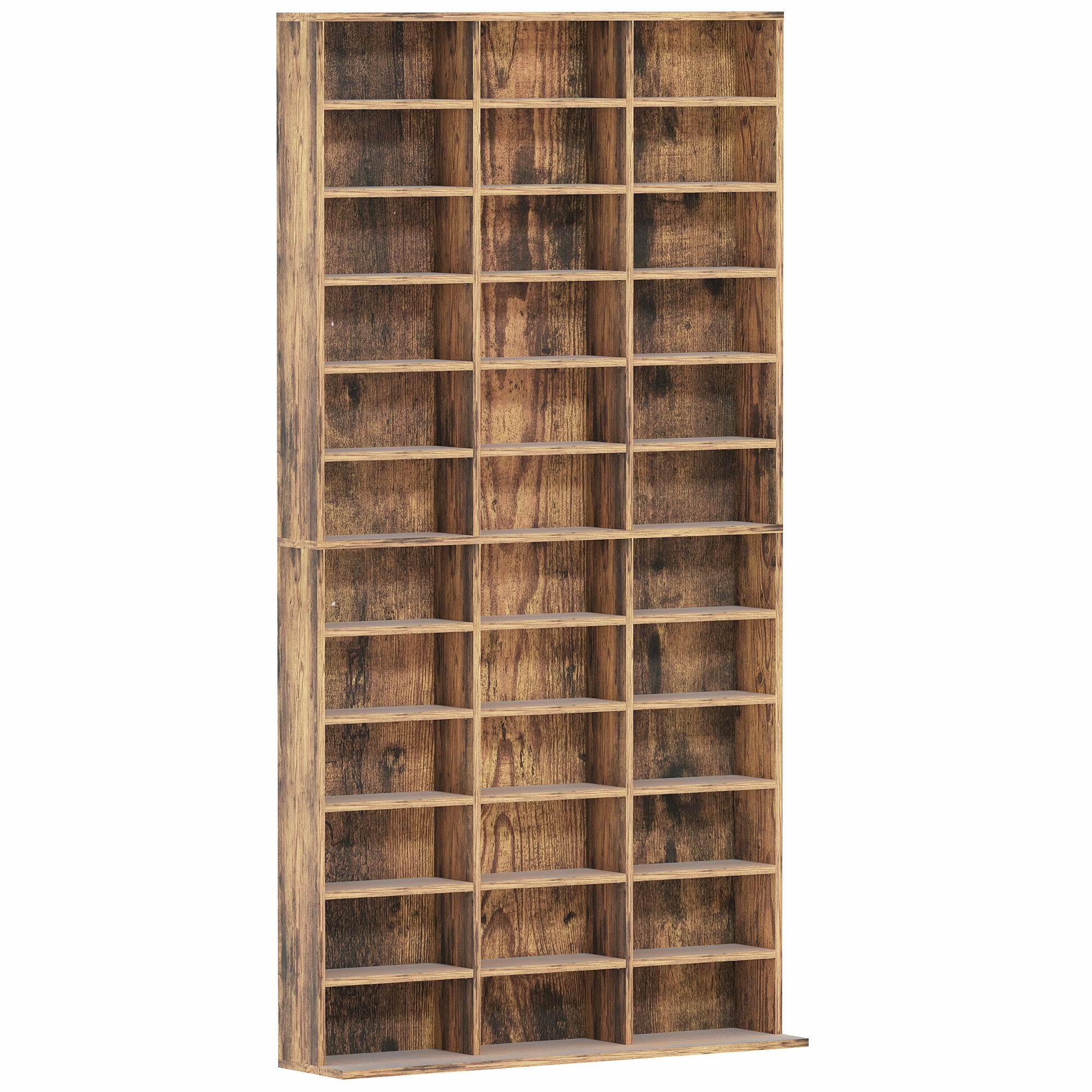 1116 CD/ 528 DVD Storage Unit, Media Storage Shelf, Wooden Display Unit with Adjustable Shelves, 102 x 195 cm, Rustic Brown