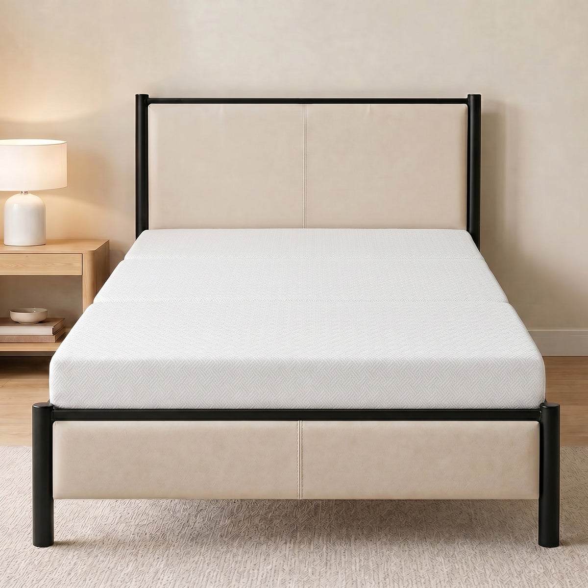 Foldable Mattress Queen Size, 6 Inch Tri Fold Memory Foam Mattress with Washable Cover & Non-Slip Bottom, Portable Floor Bed for RV, Guest, Travel, Camping, 60" x 80" x6"