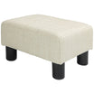 Small Ottoman Foot Rest with Linen Fabric Upholstery & Plastic Legs, Cube, Beige