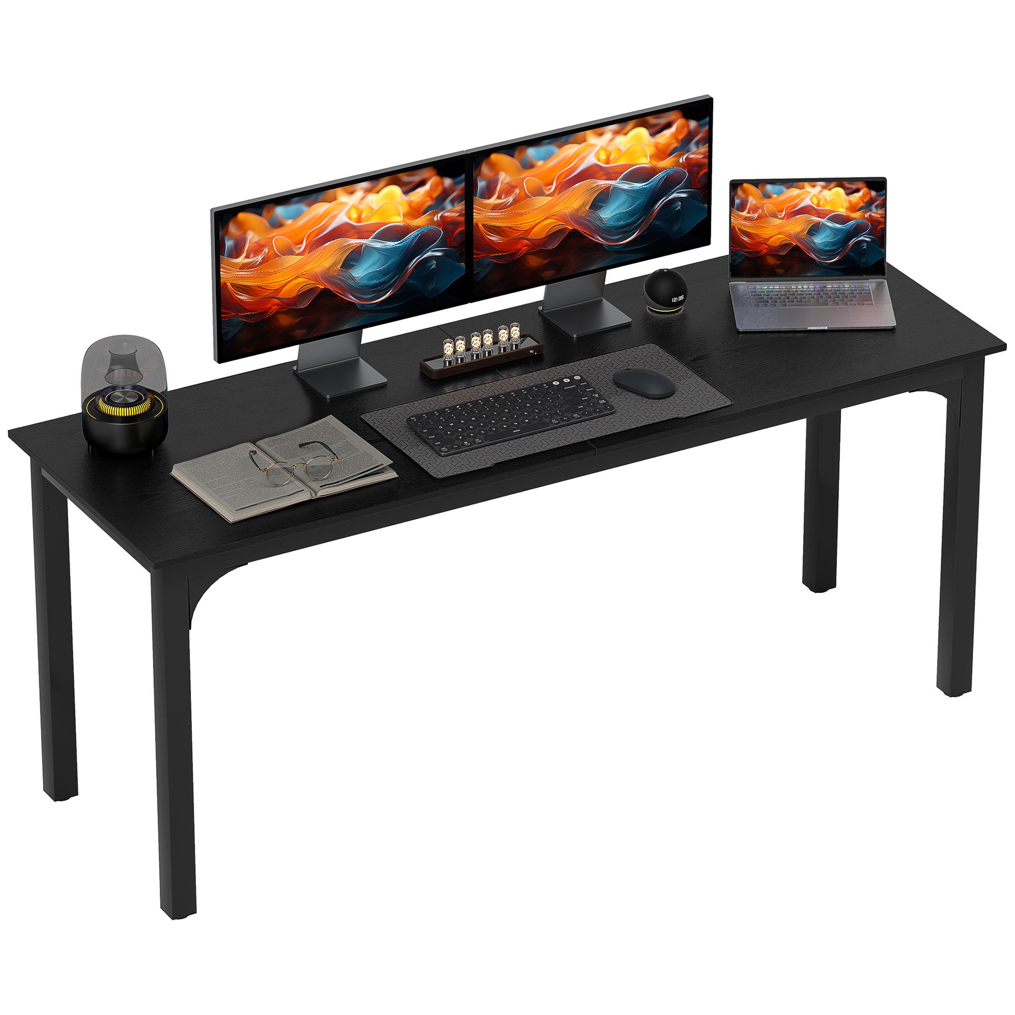 Large Computer Desk, 71" Long Home Office Desk for Two Person, Multi-Purpose Computer Table for Home Office Study, Distressed Black