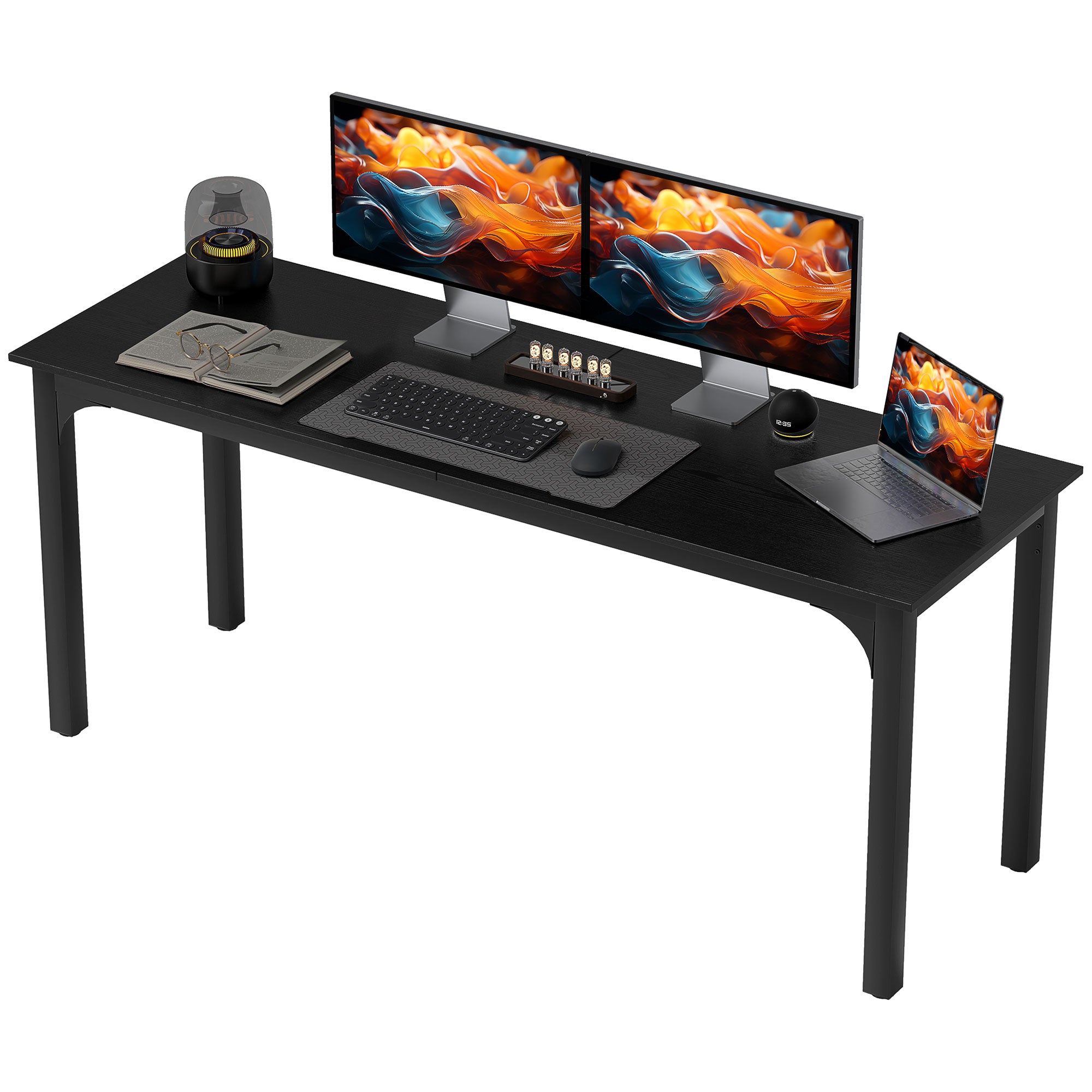 Large Computer Desk, 71" Long Home Office Desk for Two Person, Multi-Purpose Computer Table for Home Office Study, Distressed Black