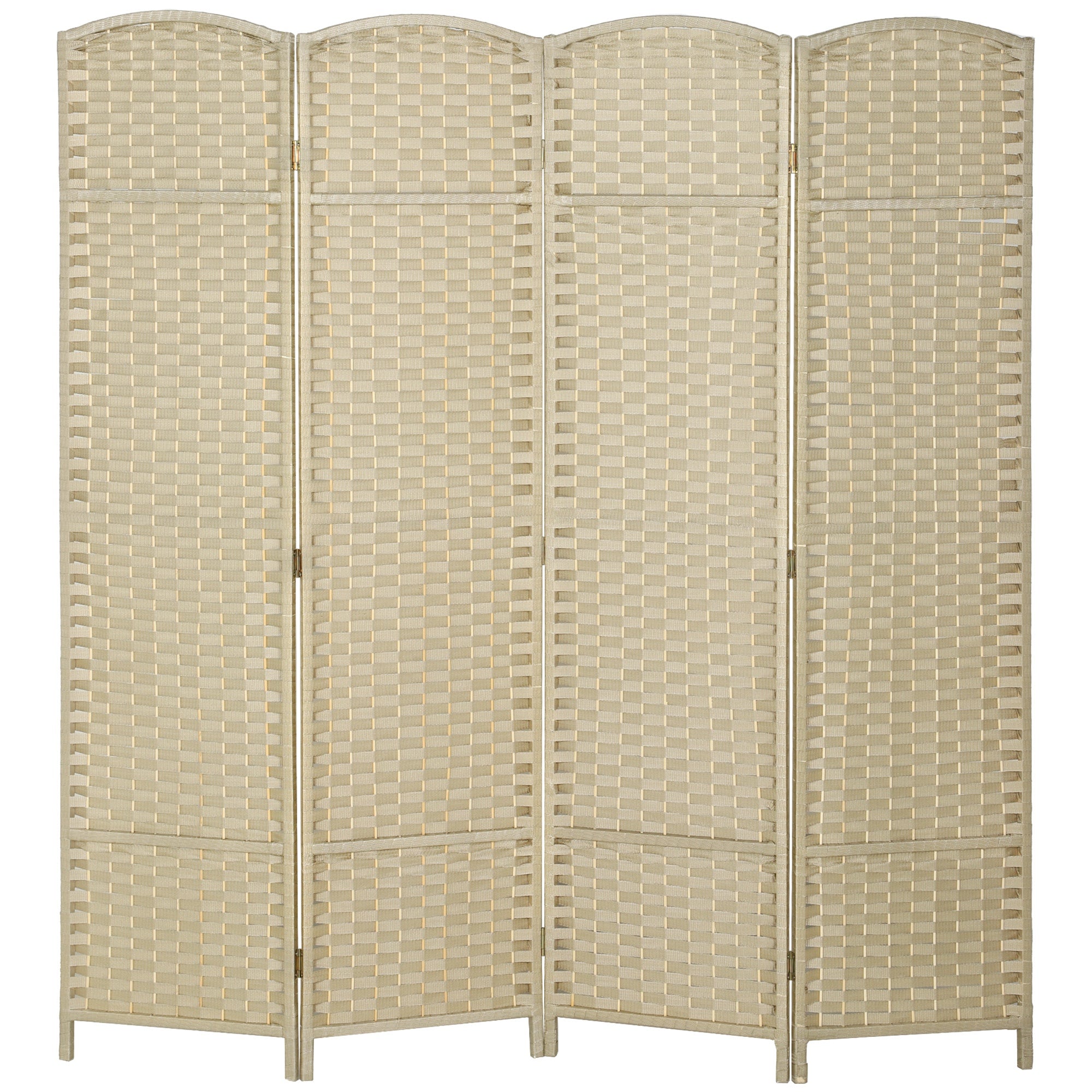 Room Divider, 4 Panel Folding Privacy Screen, 5.6' Tall Freestanding Partition for Home Office, Bedroom, Beige