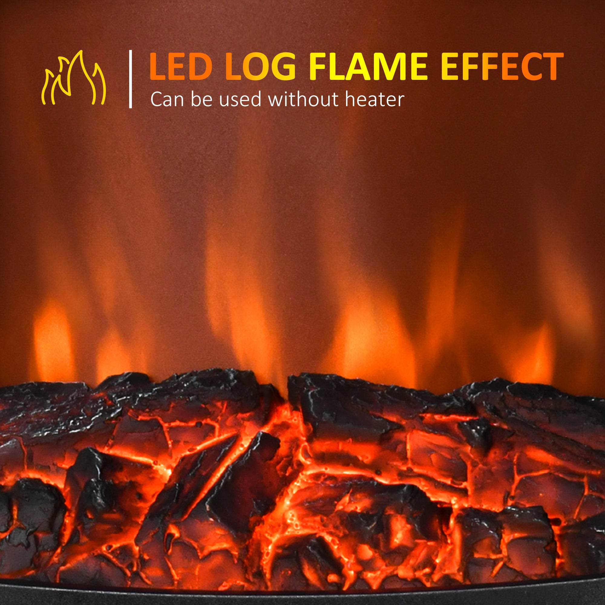 Electric Fireplace Heater, Freestanding Fireplace Stove with Realistic Flame Effect and Adjustable Temperature, Overheat Safety Protection, 750W/1500W, White