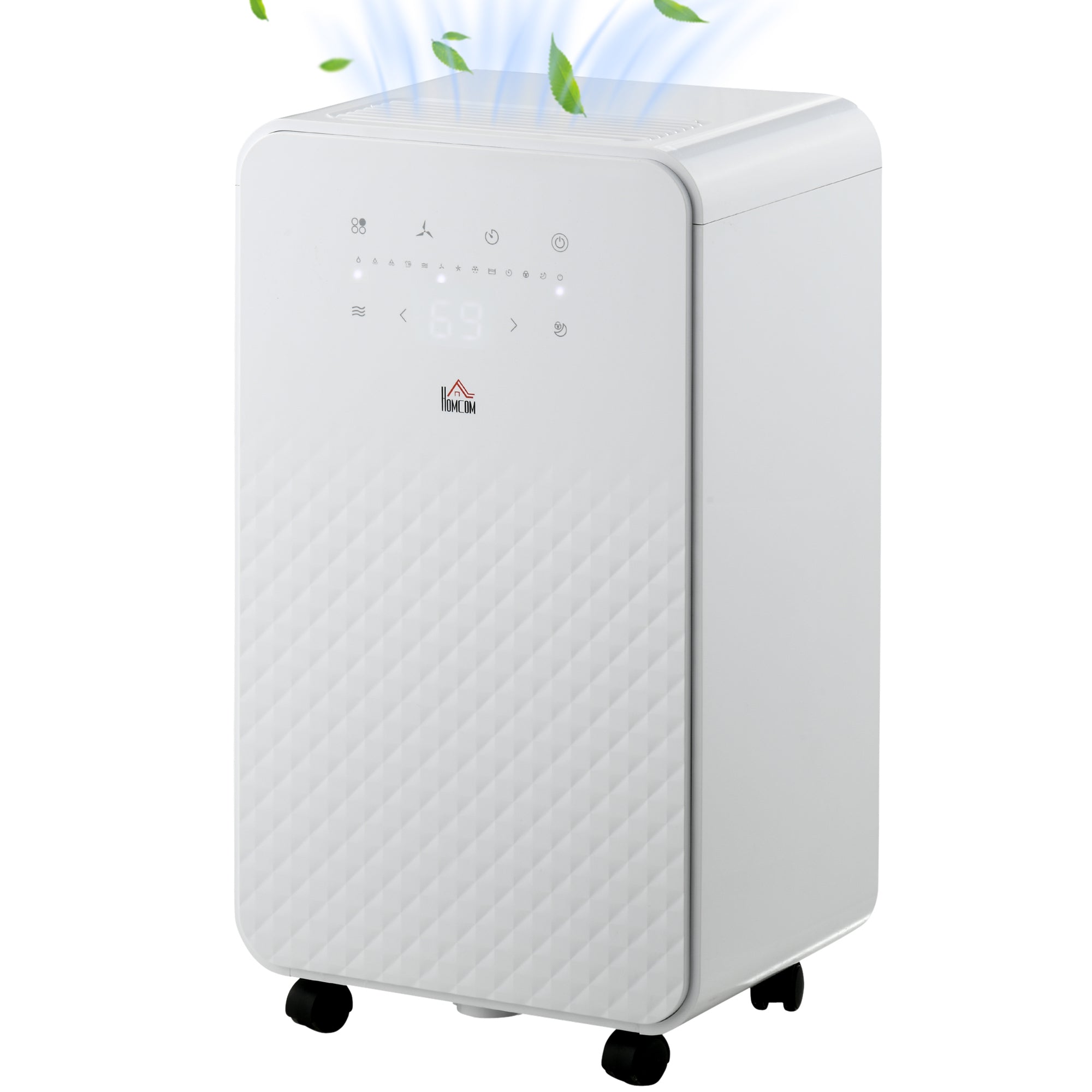 HOMCOM 12L/Day 2000mL Portable Quiet Dehumidifier with Air Purifier Filter, 24H Timer, 5 Modes, Electric Moisture Air Dehumidifier for Home Laundry Basement, White