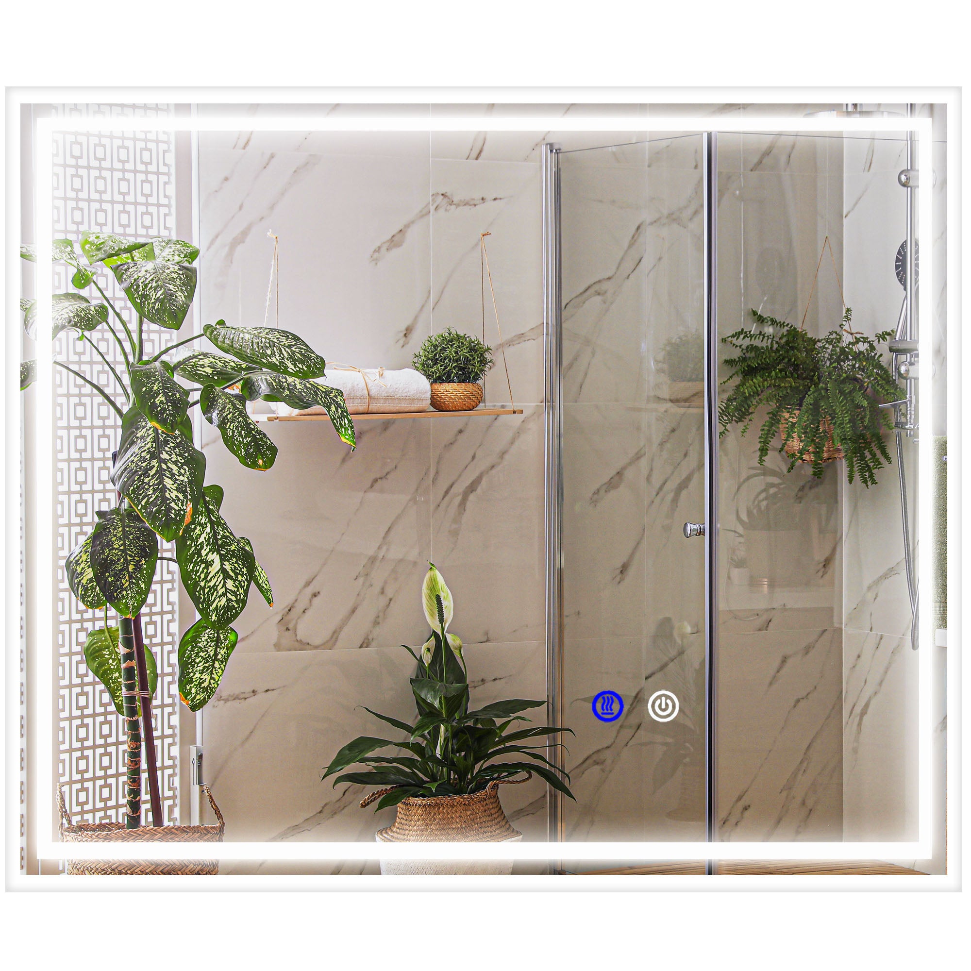 kleankin Bathroom Mirror with LED Lights, Dimmable Makeup Mirror with 3 Temperature Colours, Defogging Film, Memory Function and Aluminium Frame, Hardwired, Horizontal and Vertical, 60 x 50 cm