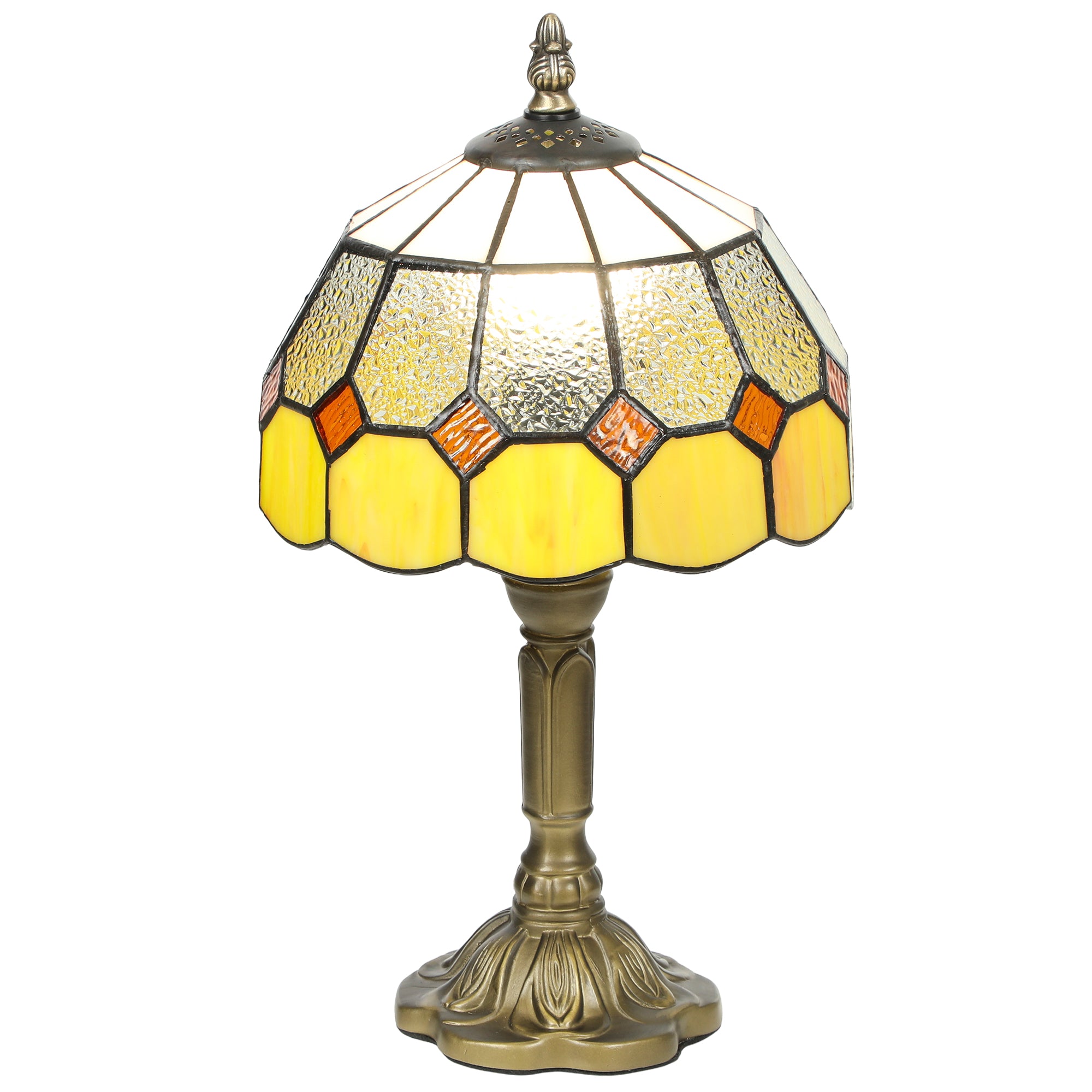 Handmade Stained Glass Table Lamp, Tiffany-Style Bedside Lamp for Bedroom, Living room, Home, Nightstand, Decorative Night Light, Orange