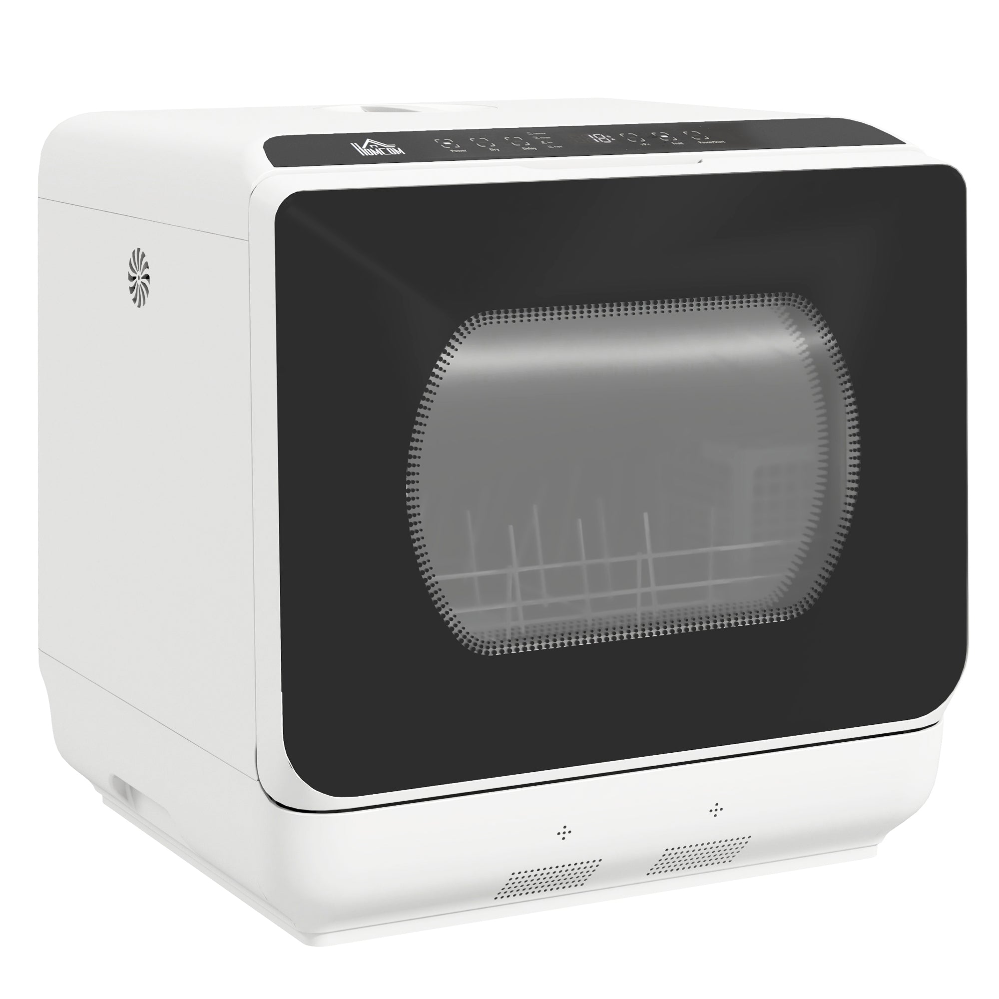 Countertop Dishwasher, Portable Mini Dishwasher with 4 Place Settings, 5 Washing Programs, Air-Dry Function, Built-in 6L Water Tank for Apartments and RVs, White and Black