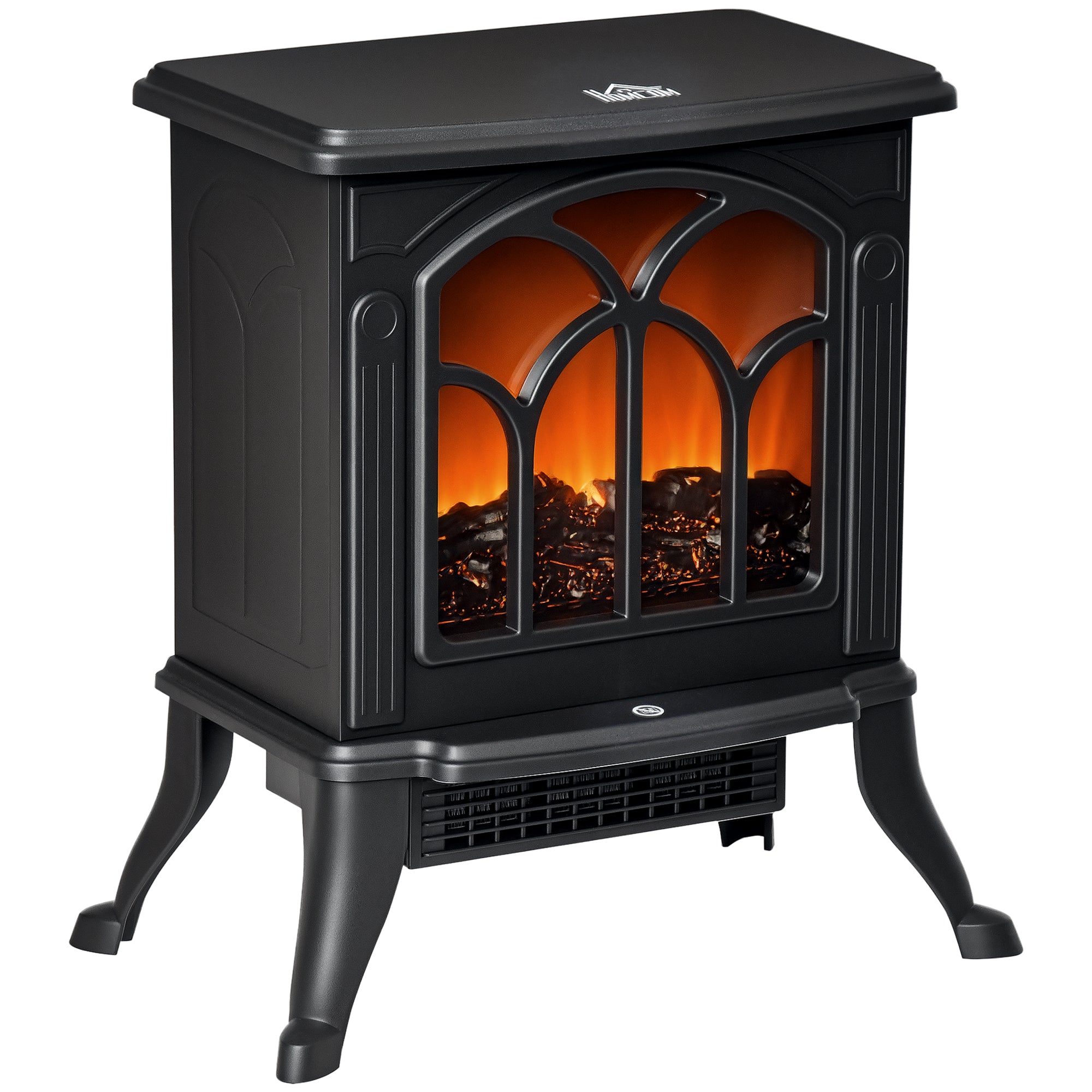 Electric Fireplace Stove, 17" Freestanding Fireplace Heater with Overheating Protection, Realistic Flame, Portable, 750W/1500W, Black