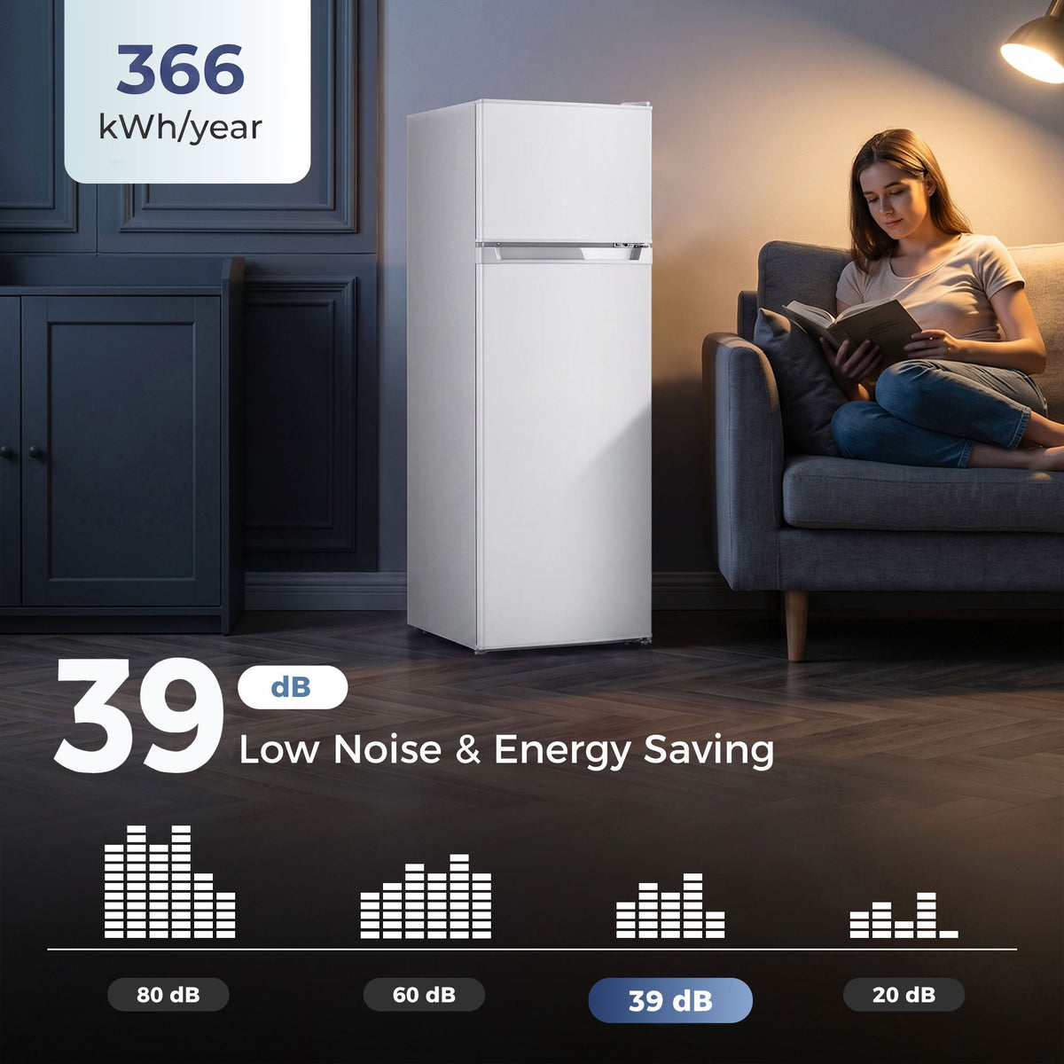 7.7 Cu. Ft. Mini Fridge with Freezer, Double Door Compact Refrigerator with Adjustable Thermostat, Reversible Door, Removable Glass Shelves, Small Refrigerator for Bedroom, Office, Dorm