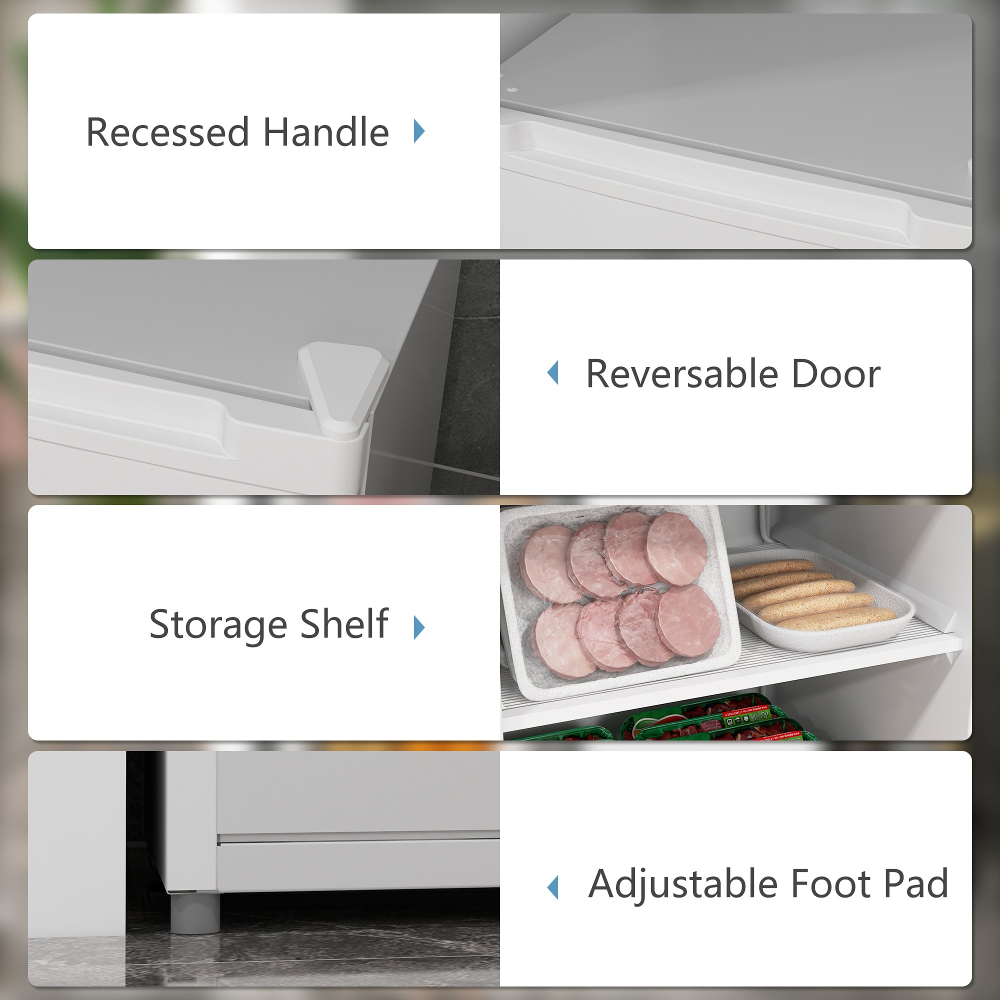 HOMCOM Upright Freezer, 3.0 Cu.Ft Compact Mini Freezer with Reversible Single Door and Adjustable Thermostat, Small freezer for Home, Dorm, Apartment, Home Office, White