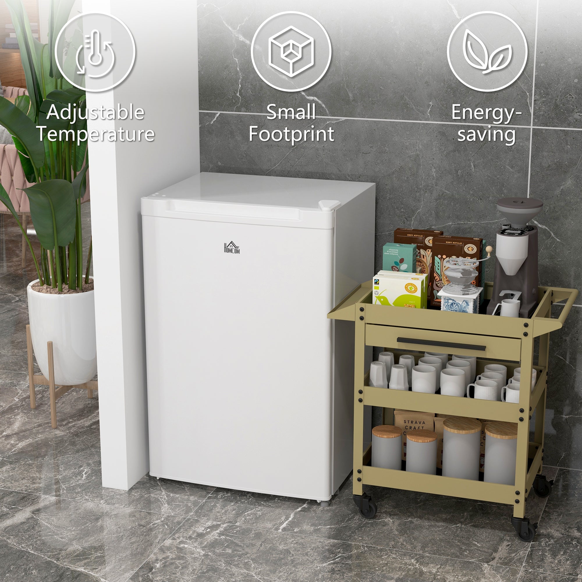 HOMCOM Upright Freezer, 3.0 Cu.Ft Compact Mini Freezer with Reversible Single Door and Adjustable Thermostat, Small freezer for Home, Dorm, Apartment, Home Office, White