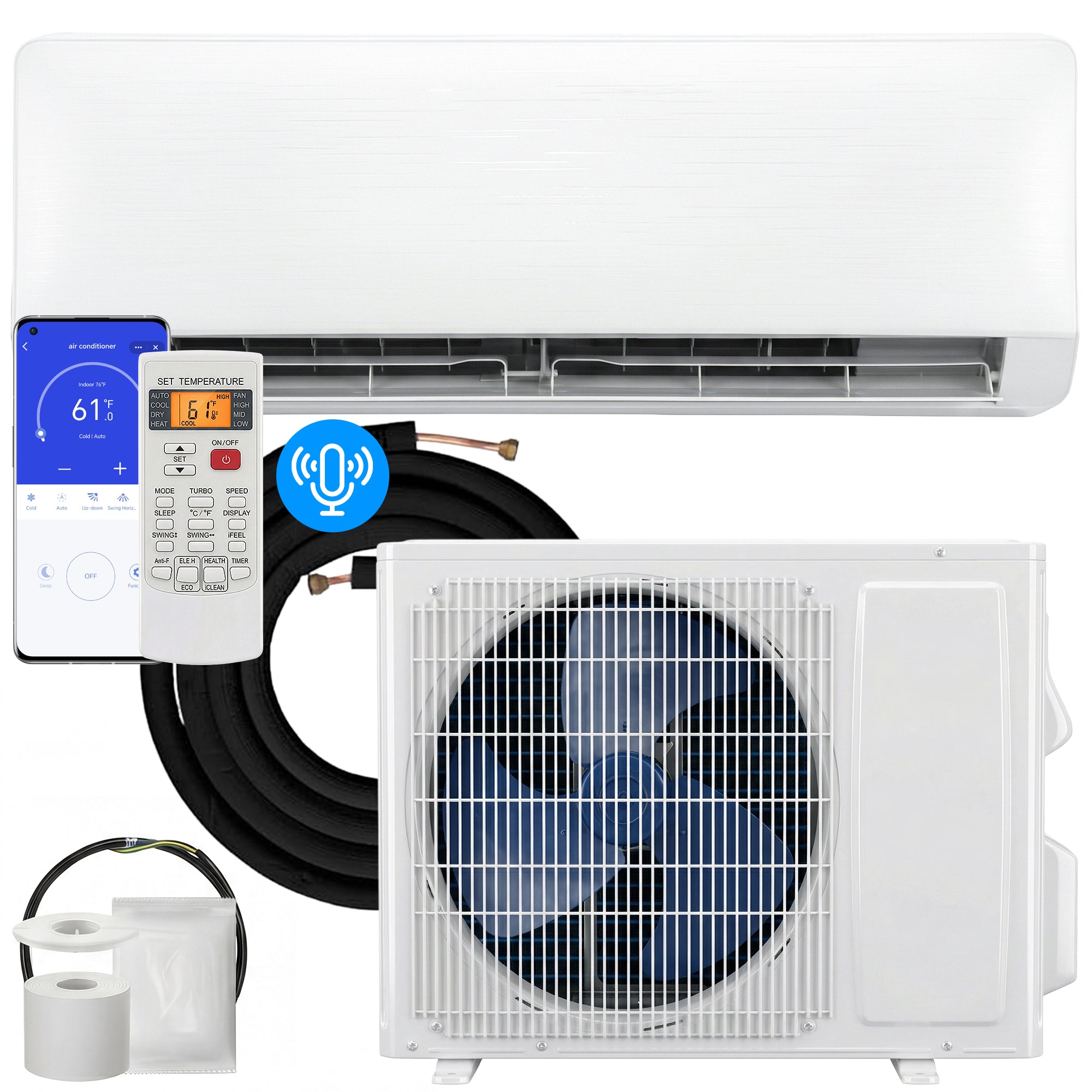 12000 BTU Mini Split AC/Heating System SEER2 22 Inverter Heat Pump, 115V, Works with Alexa, Energy Efficient Ductless Air Conditioner Cools 750 Sq.Ft, WiFi Enabled with Install Kit