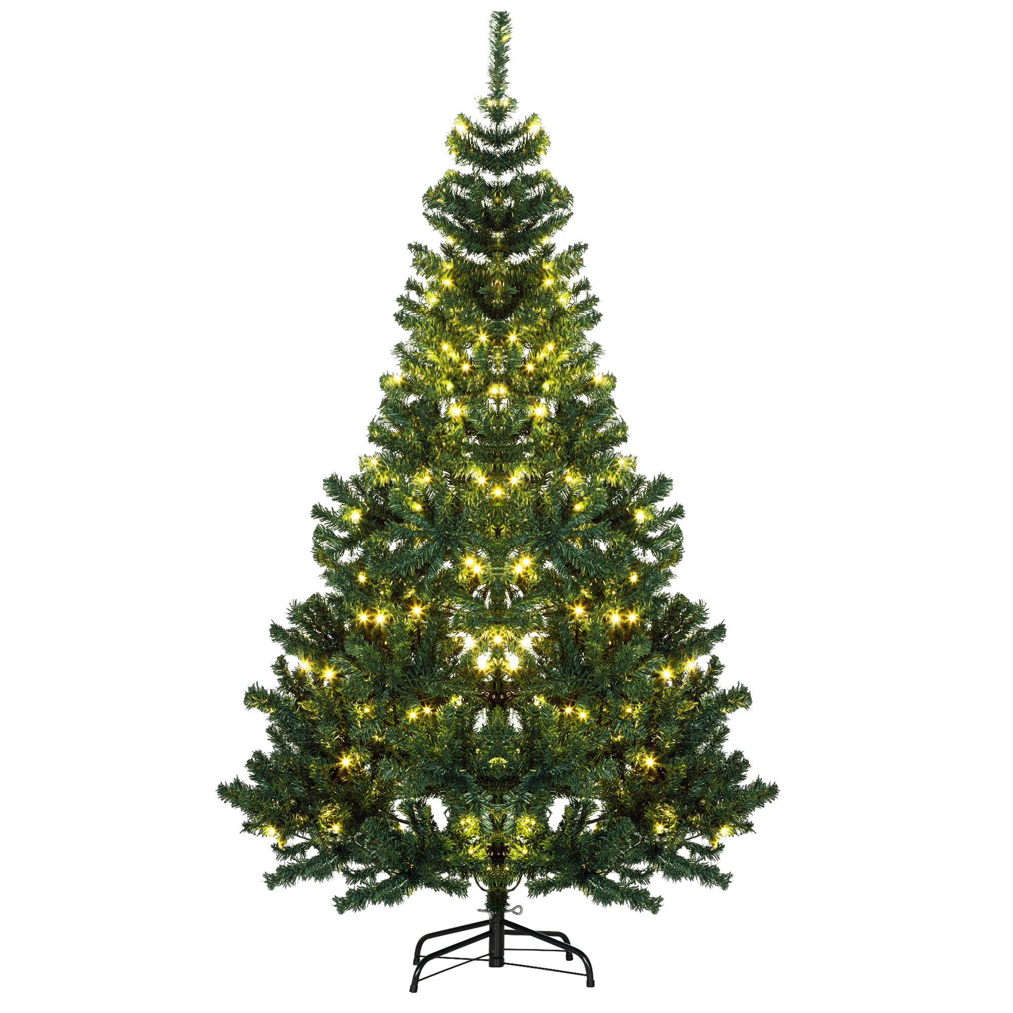 6 FT Tall PreLit Artificial Christmas Tree with Realistic Branches 250 Warm White LED Lights Green