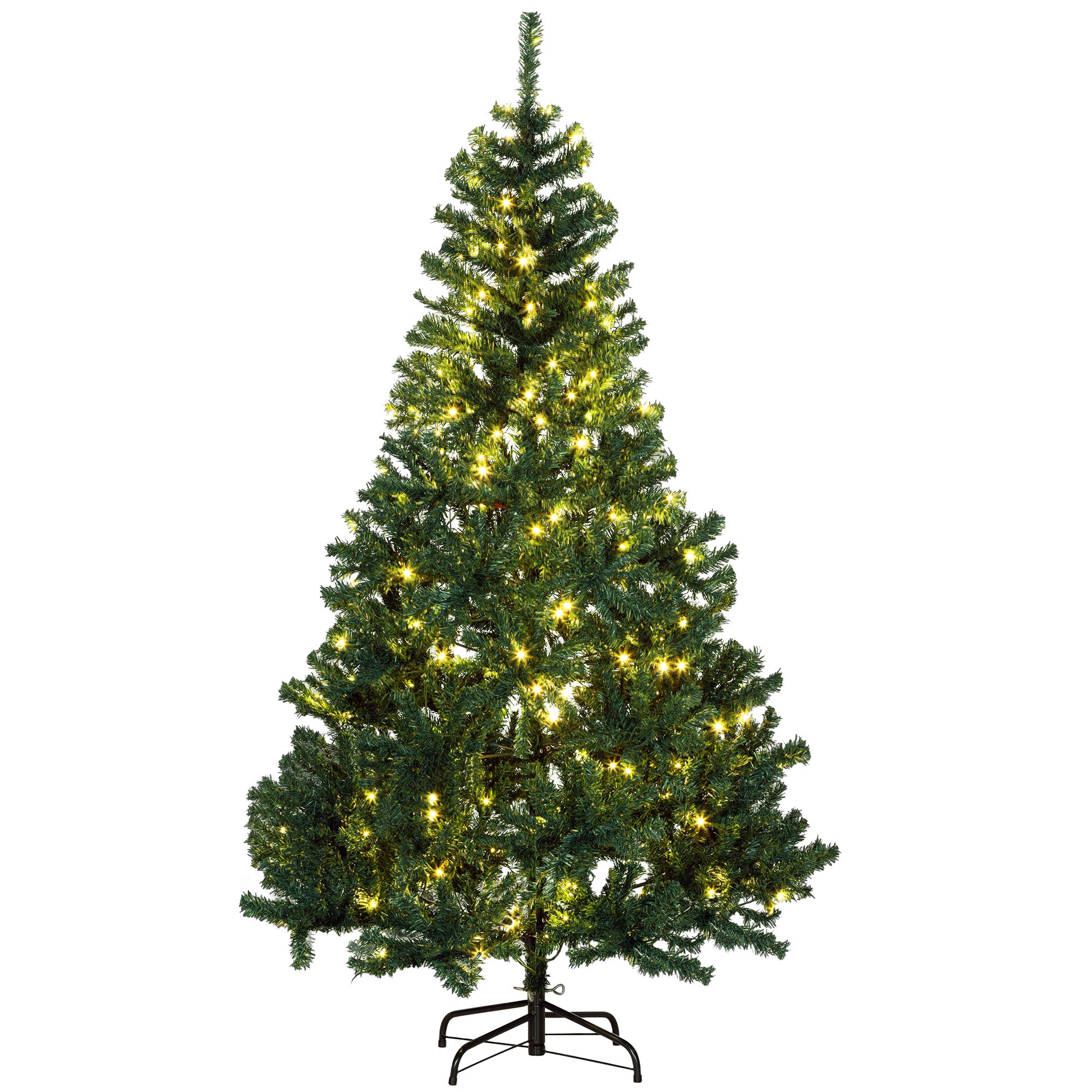 6 FT Tall PreLit Artificial Christmas Tree with Realistic Branches 250 Warm White LED Lights Green