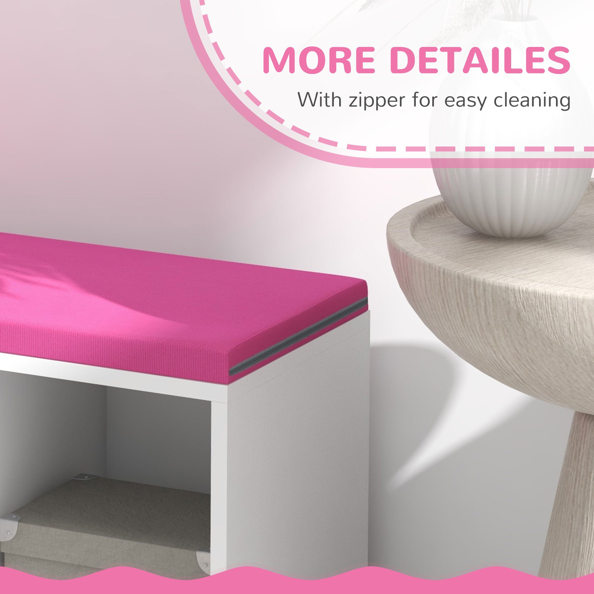 HOMCOM Bookshelf with Reading Nook, Bookcase with Seat Cushion, 5 Cube Storage Shelf for Home Office, Study, Pink