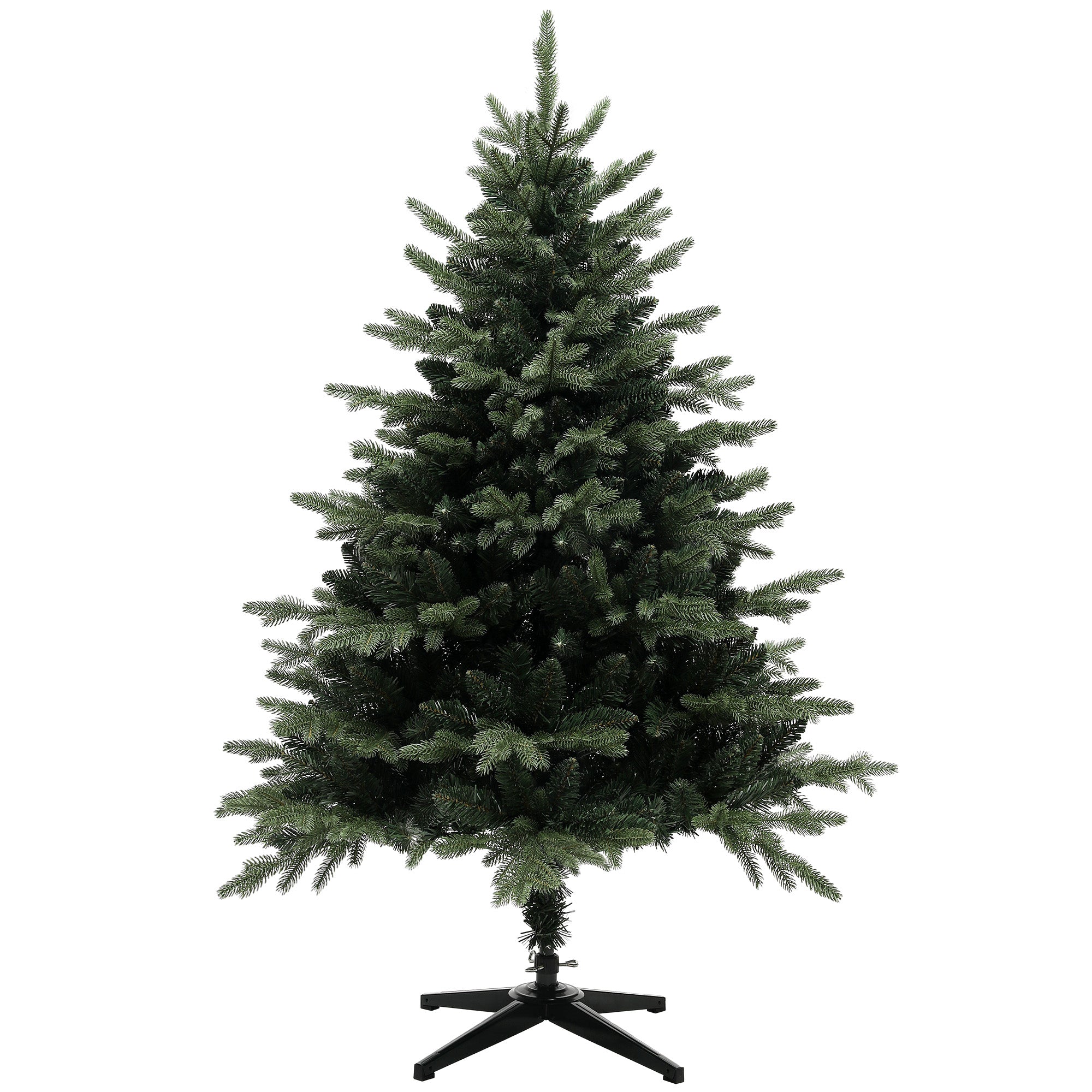 HOMCOM 5ft Artificial Spurce Christmas Tree with 1121 Branch Tips and Foldable Steel Base, Realistic Hinged Xmas Tree, Holiday Décor for Home Office, Green