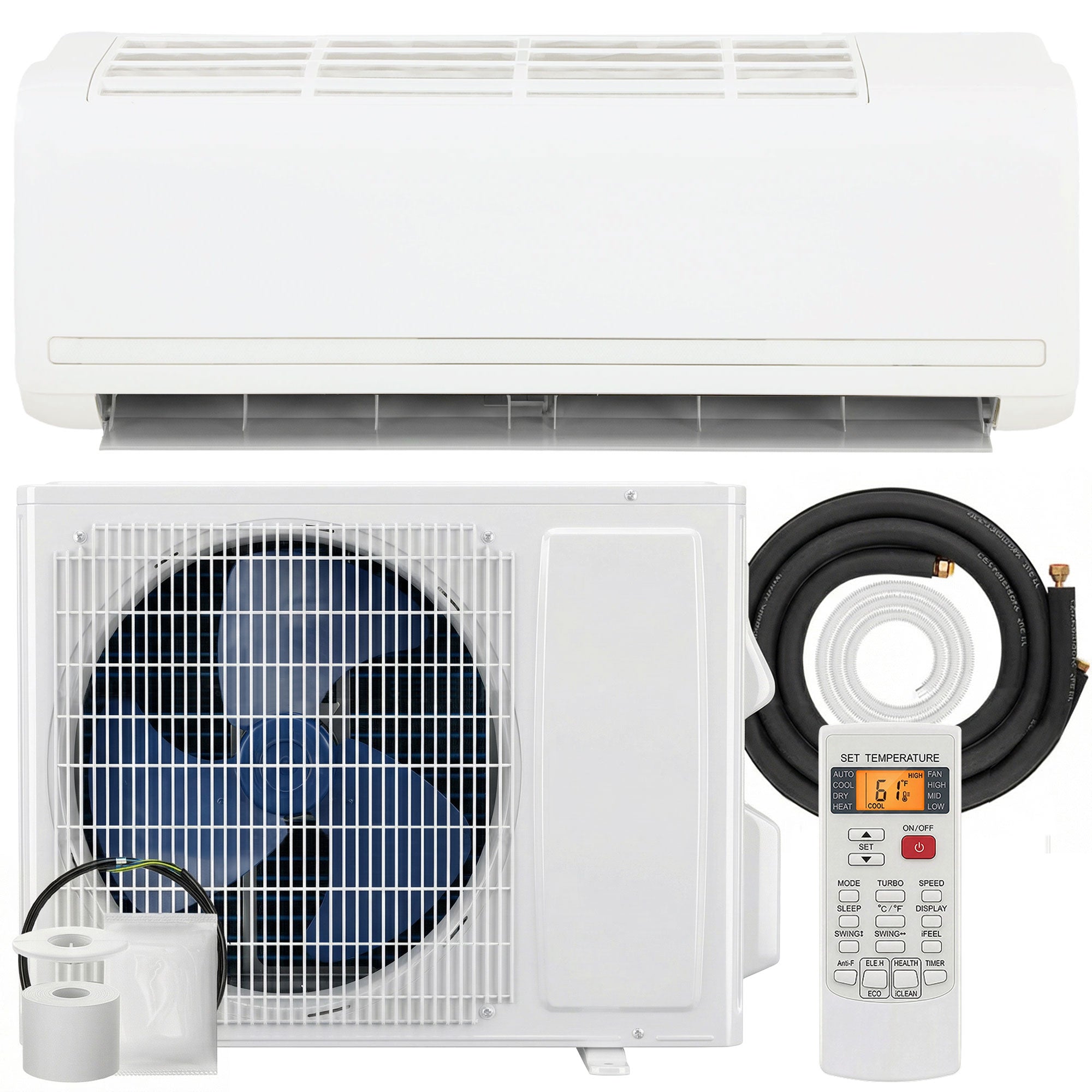9100 BTU Mini Split Air Conditioner and Heat Pump, 20.5 SEER2 115V Energy Efficient Ductless Inverter AC Unit Cools up to 450 Sq.Ft, Complete Installation Kit