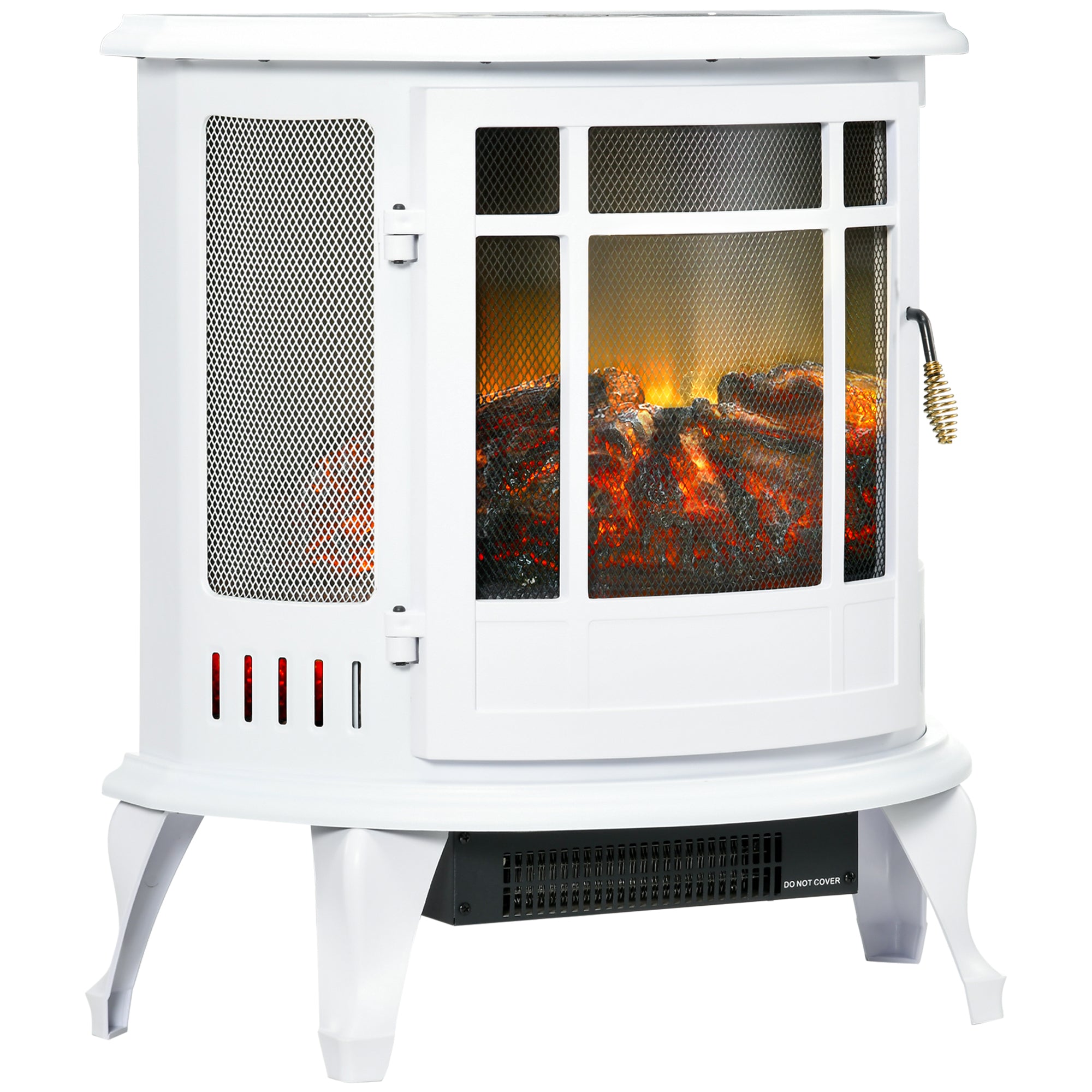 22" Electric Fireplace Stove, Freestanding Electric Fire Place Heater with Realistic LED Flame, Adjustable Temperature, 1500W, White