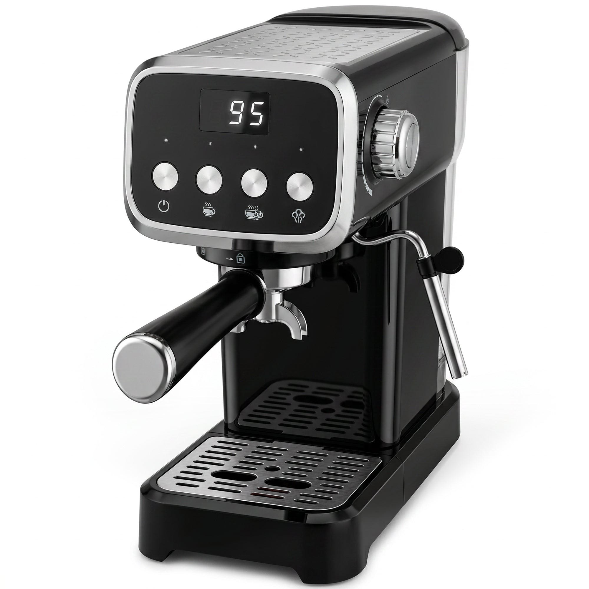 Espresso Machine with Milk Frother Wand, 1350W Semi Automatic 20 Bar Coffee Machine with 1.2L Water Tank, Latte and Cappuccino Maker with Single/Double Shot, Hot Water, Cup Warming, Black