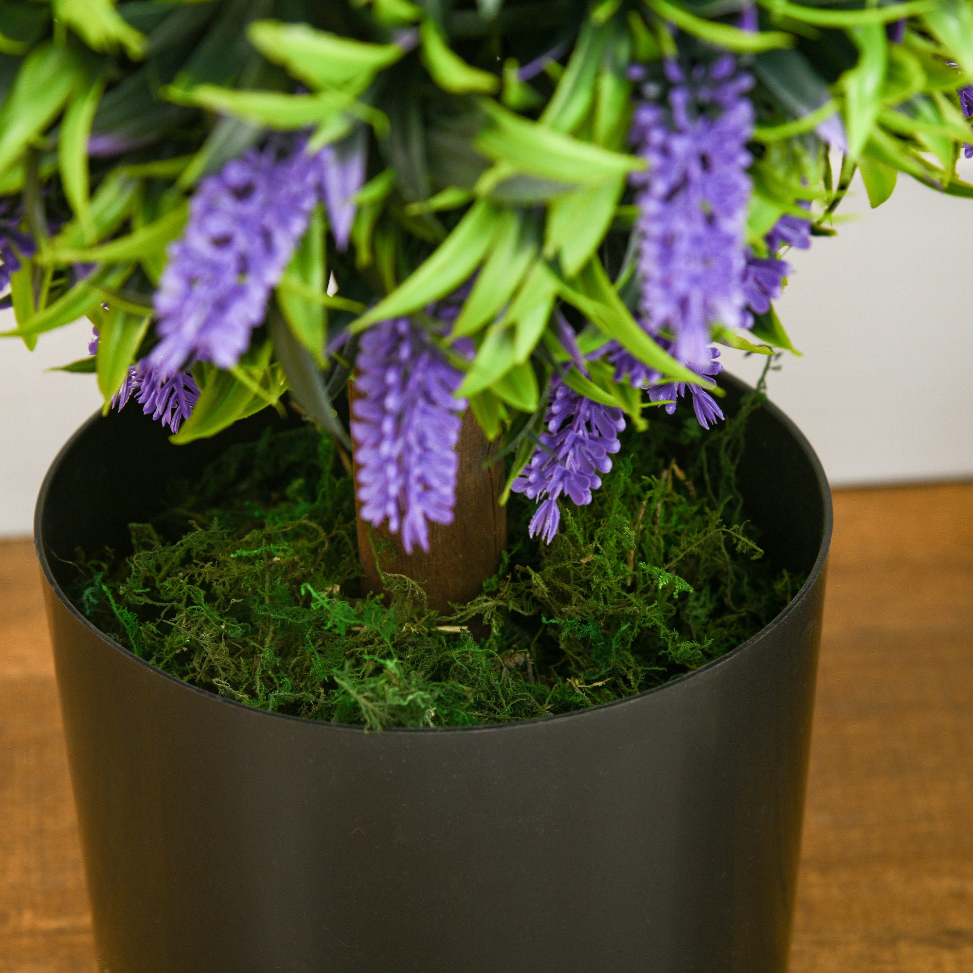 HOMCOM Set of 2 Decorative Artificial Plants Ball Trees with Lavender Flowers in Pot Fake Plants for Home Indoor Outdoor Decor, 70cm
