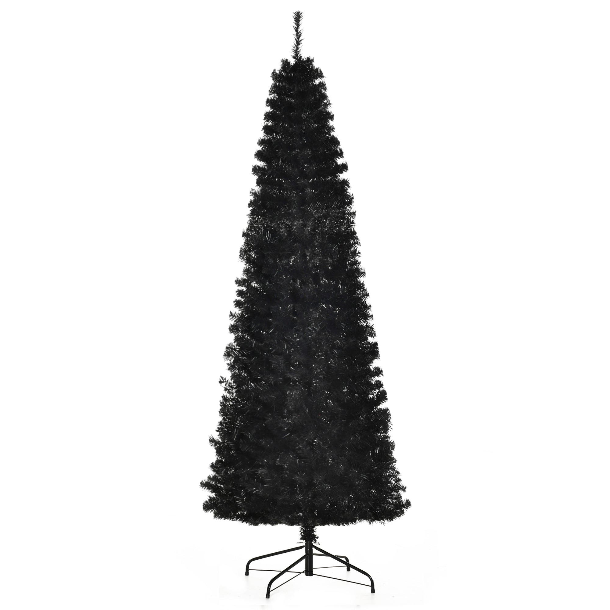 7 FT Artificial Christmas Tree Pencil Xmas Tree with Stand 818 Tips Holiday Indoor Decoration Black