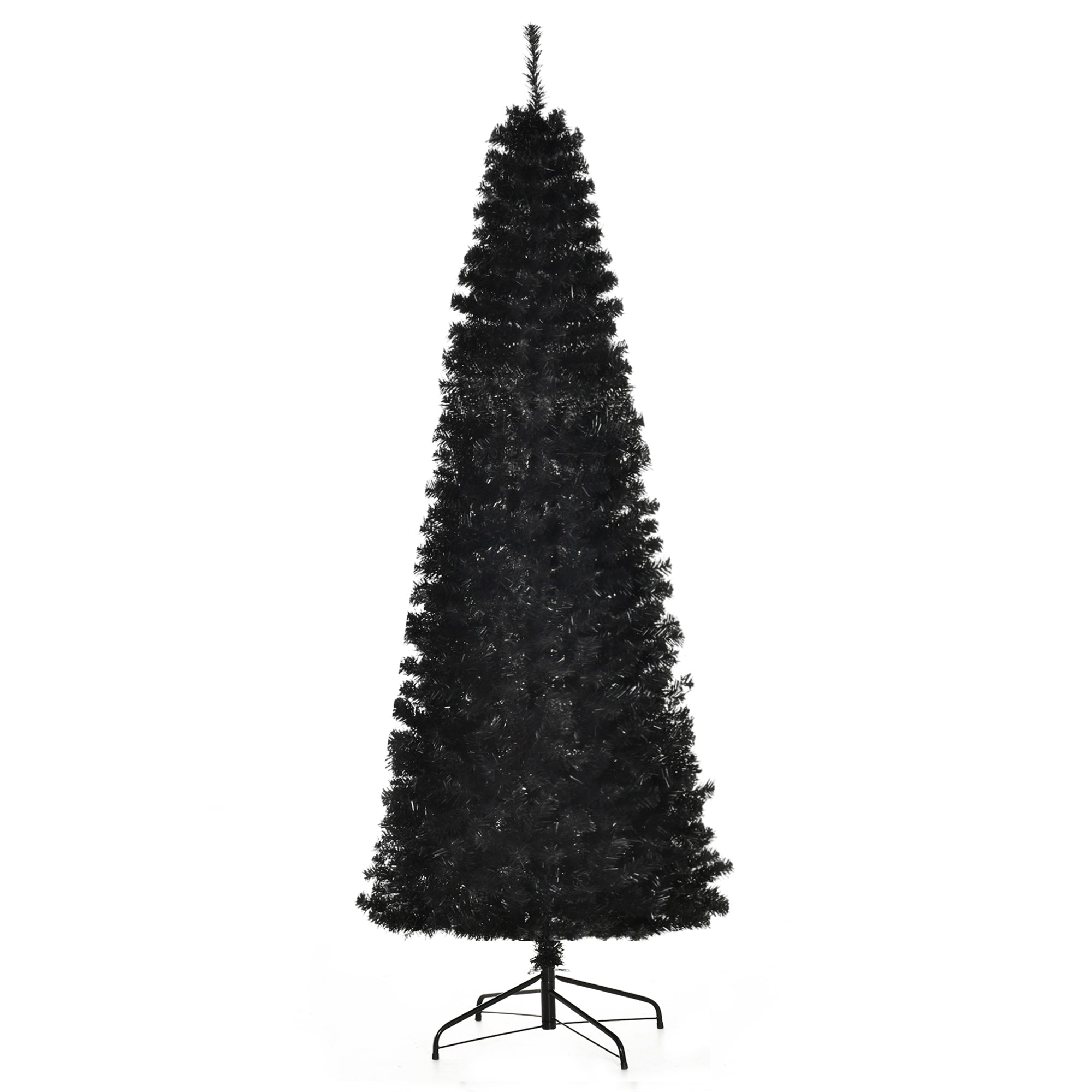 7 FT Artificial Christmas Tree Pencil Xmas Tree with Stand 818 Tips Holiday Indoor Decoration Black