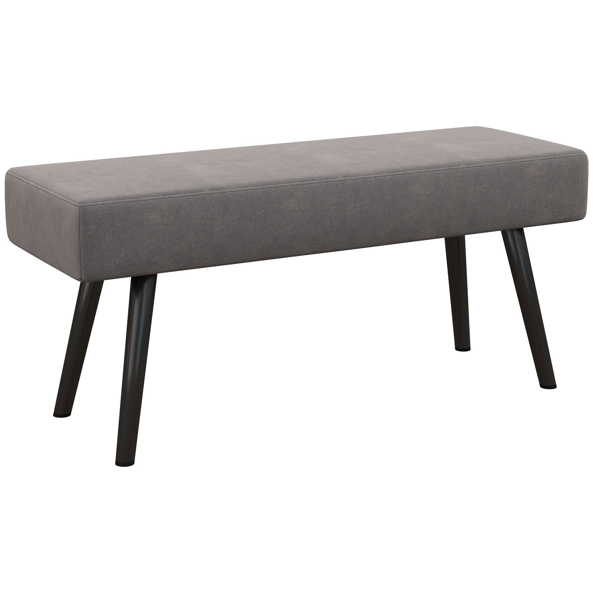 39 Inches Upholstered Bedroom Bench, Modern End of Bed Bench with Steel Legs, Gray