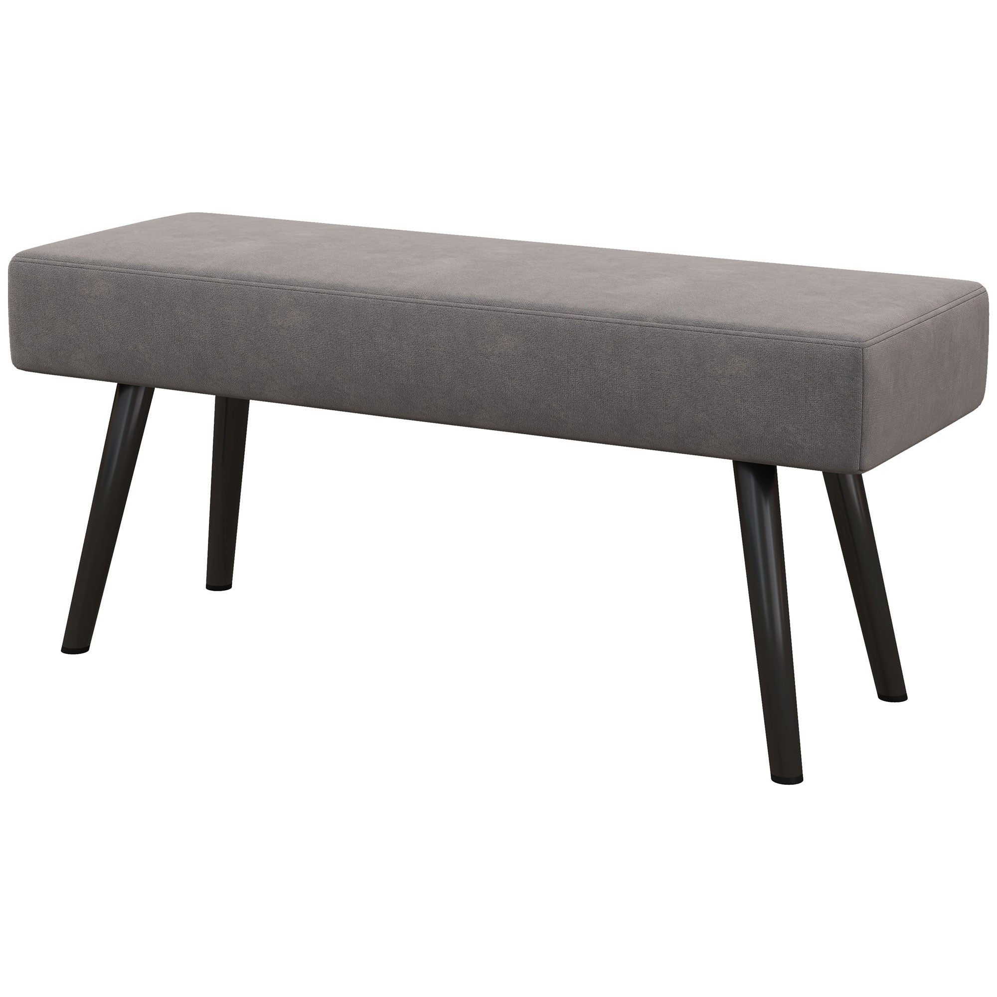 39 Inches Upholstered Bedroom Bench, Modern End of Bed Bench with Steel Legs, Gray