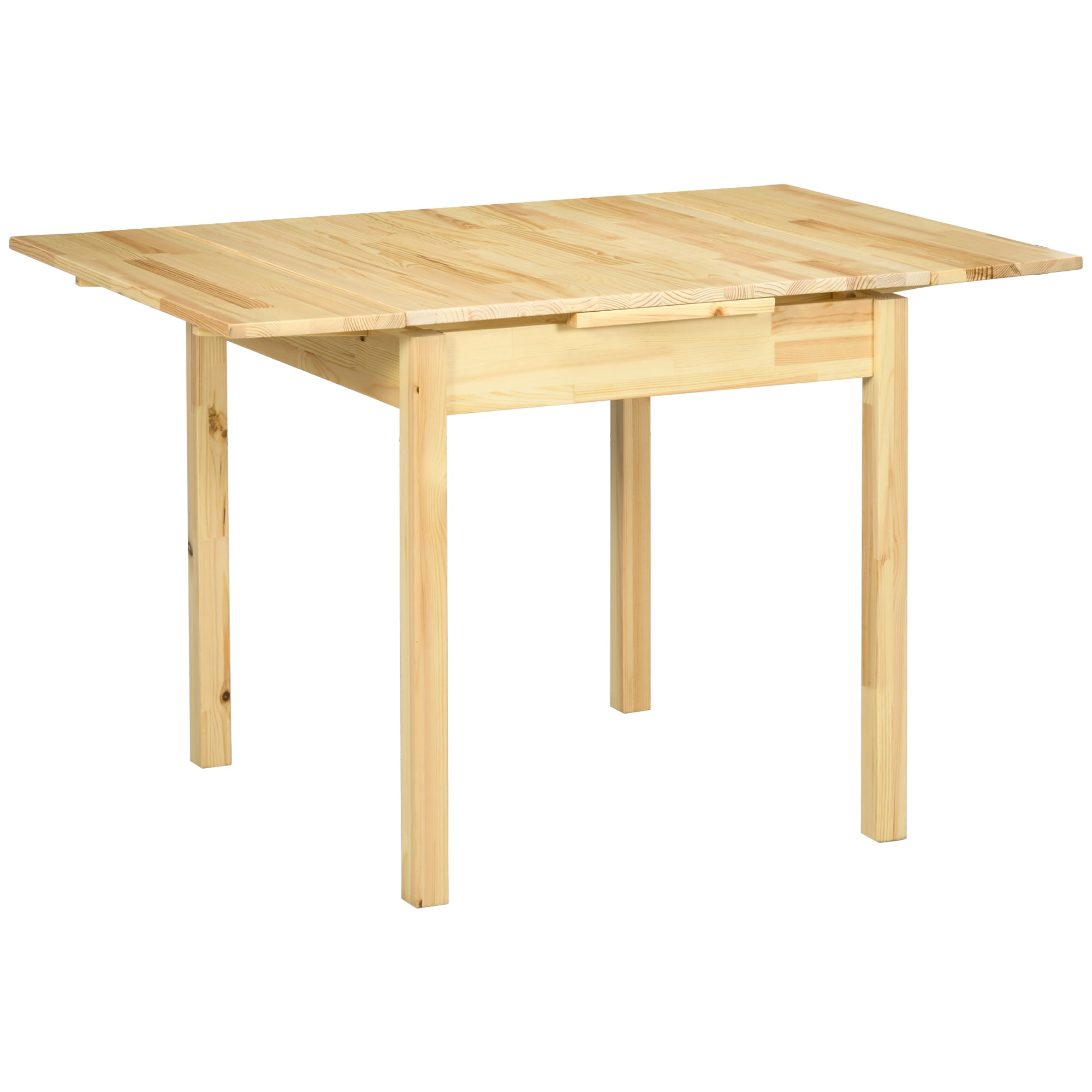 Folding Dining Table with Pine Wood Frame Drop Leaf for Small Spaces Natural